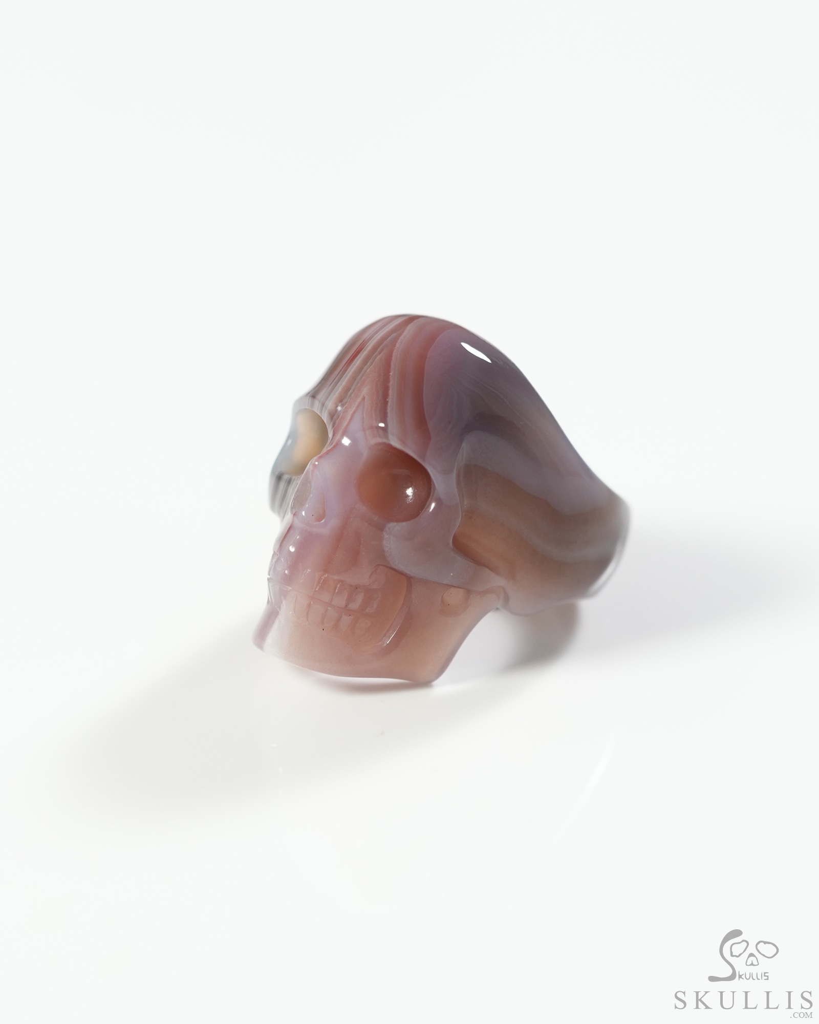 Gemstone Mozambique Agate Hand Carved Crystal Skull Ring, Skull Jewelry Gemstone Mozambique Agate Hand Carved Crystal Skull Ring, Skull Jewelry