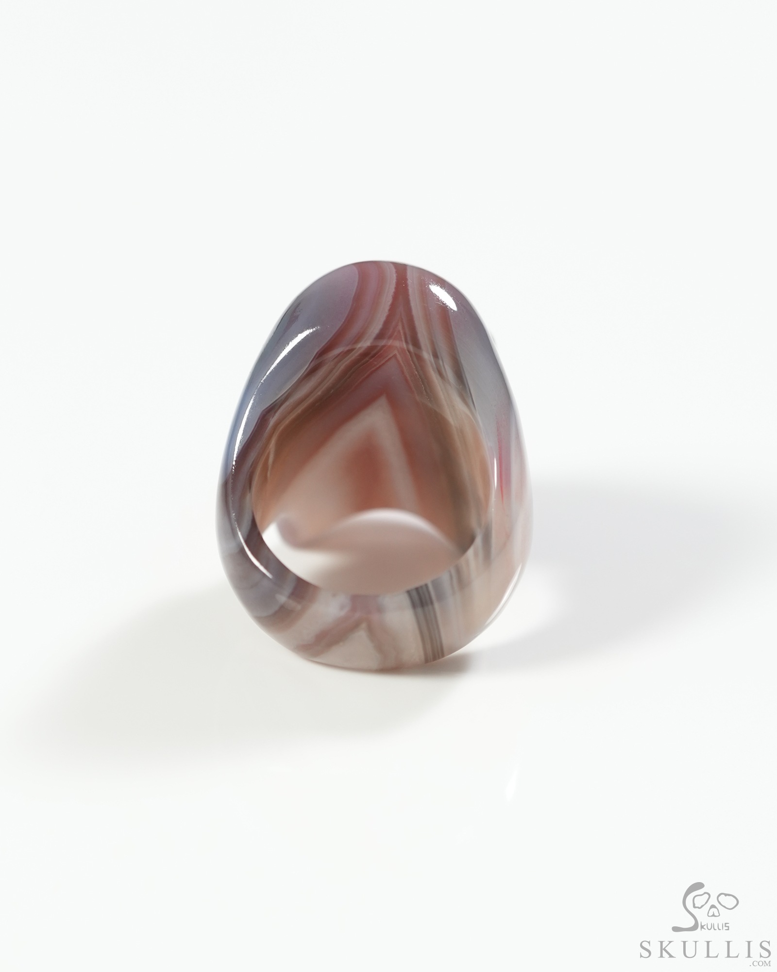 Gemstone Mozambique Agate Hand Carved Crystal Skull Ring, Skull Jewelry Gemstone Mozambique Agate Hand Carved Crystal Skull Ring, Skull Jewelry