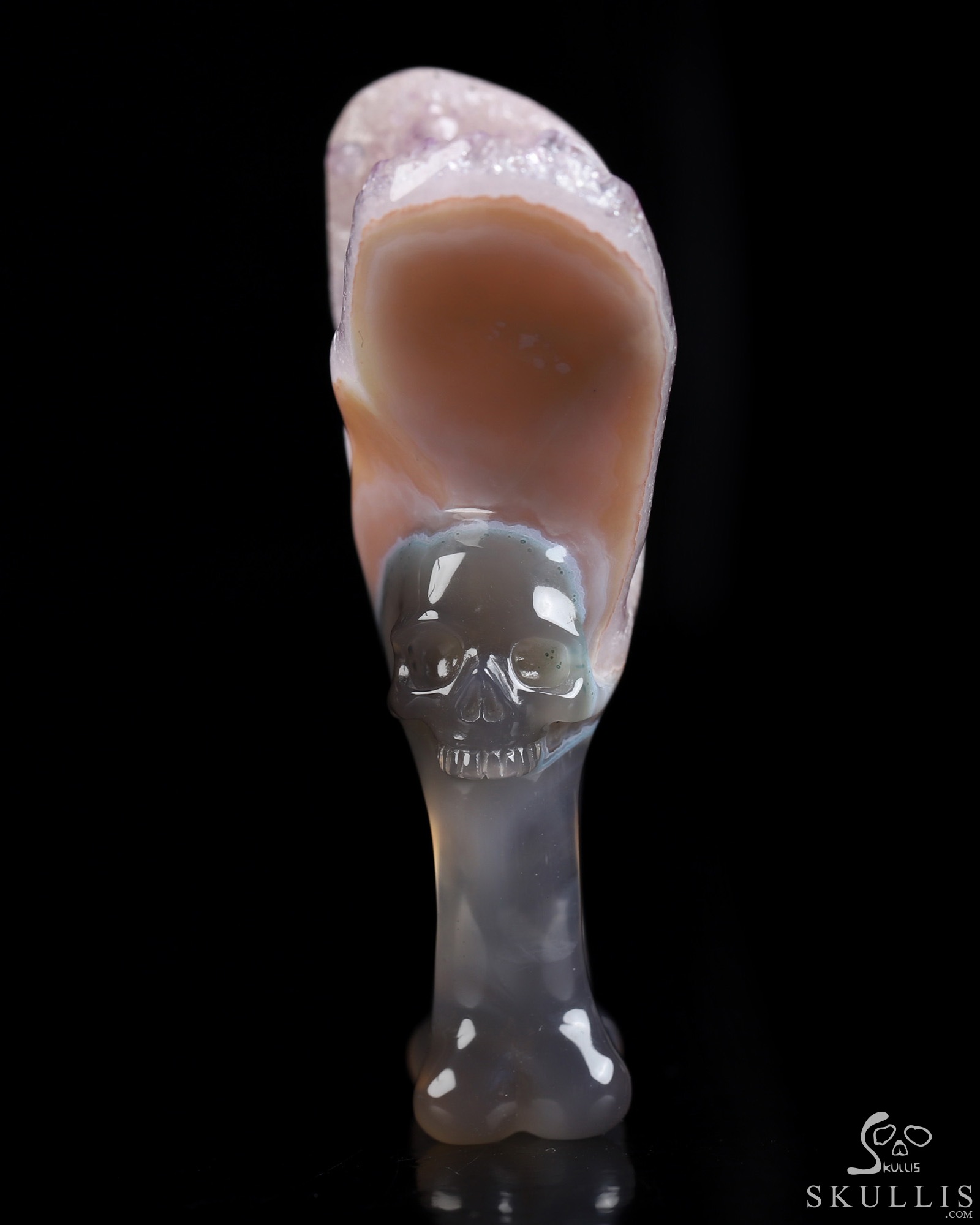 US Size 10# Amethyst & Agate Hand Carved Crystal Skull Ring, Skull Jewelry US Size 10# Amethyst & Agate Hand Carved Crystal Skull Ring, Skull Jewelry