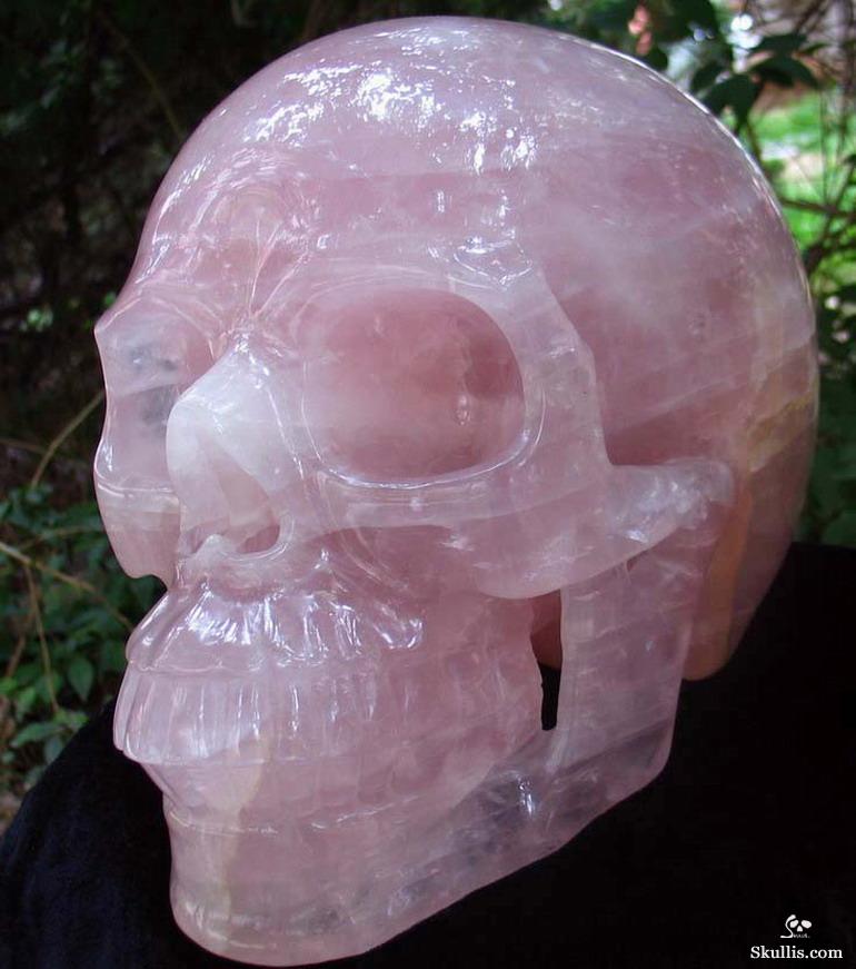 Titan 12.3" Rose Quartz Carved Crystal Skull, Realistic Titan 12.3" Rose Quartz Carved Crystal Skull, Realistic