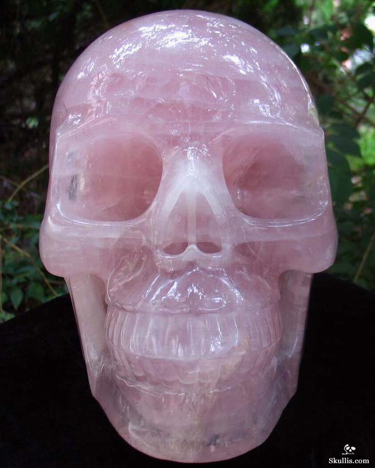 Titan 12.3" Rose Quartz Carved Crystal Skull, Realistic Titan 12.3" Rose Quartz Carved Crystal Skull, Realistic