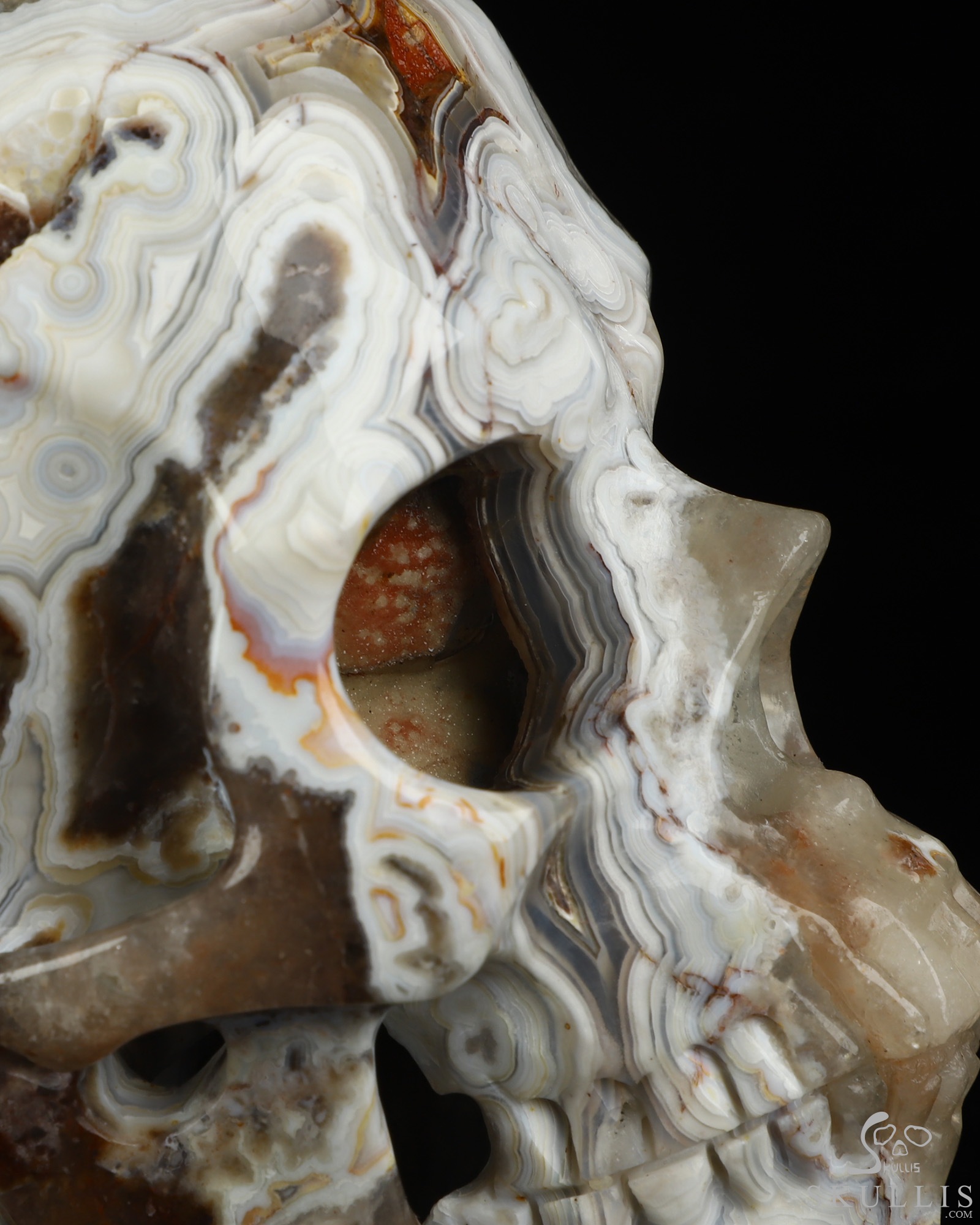 Gemstone 5.0" Red Crazy Lace Agate Hand Carved Crystal Skull, Super Realistic, Crystal Healing Gemstone 5.0" Red Crazy Lace Agate Hand Carved Crystal Skull, Super Realistic, Crystal Healing