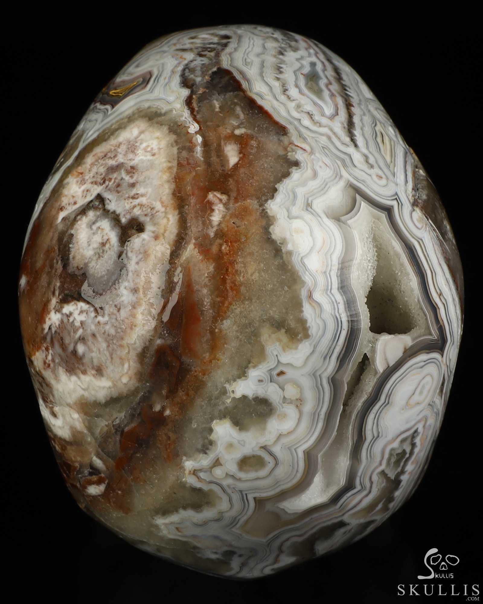 Gemstone 5.0" Red Crazy Lace Agate Hand Carved Crystal Skull, Super Realistic, Crystal Healing Gemstone 5.0" Red Crazy Lace Agate Hand Carved Crystal Skull, Super Realistic, Crystal Healing