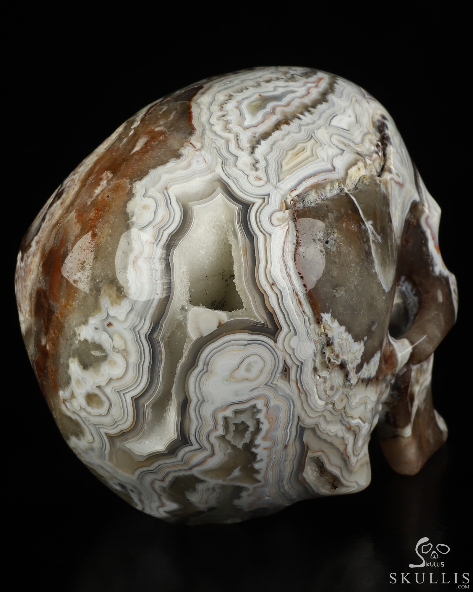 Gemstone 5.0" Red Crazy Lace Agate Hand Carved Crystal Skull, Super Realistic, Crystal Healing Gemstone 5.0" Red Crazy Lace Agate Hand Carved Crystal Skull, Super Realistic, Crystal Healing