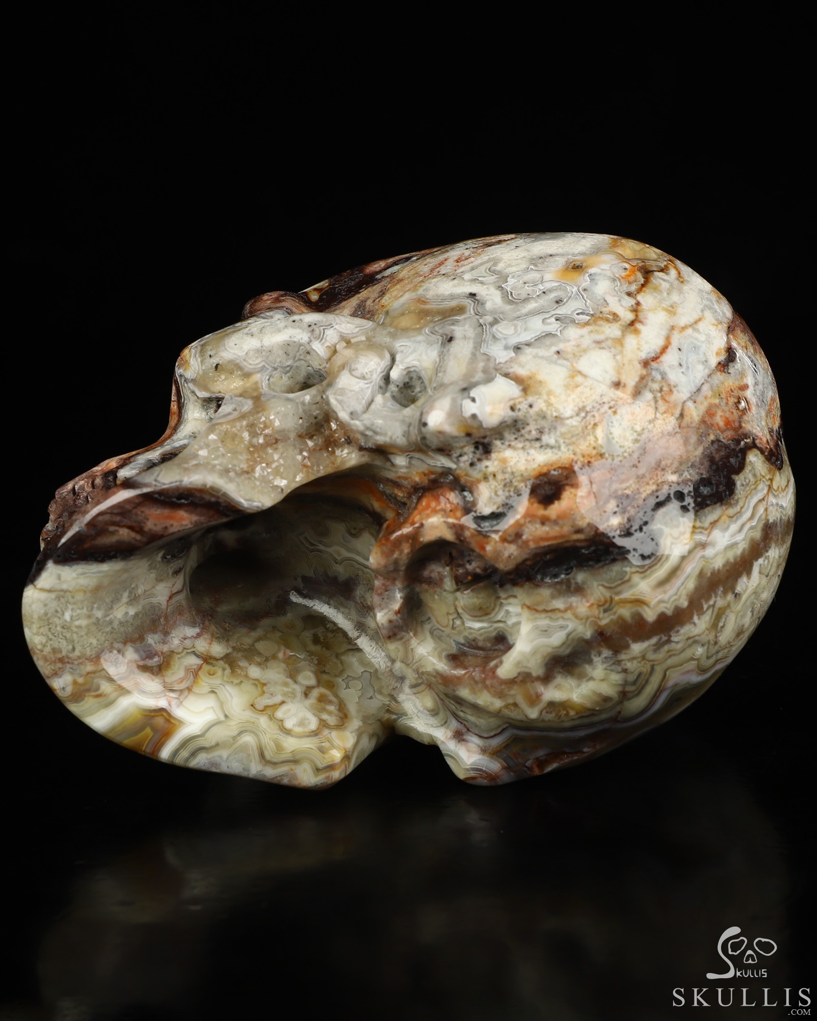 Gemstone 4.6" Red Crazy Lace Agate Hand Carved Crystal Skull, Super Realistic, Crystal Healing Gemstone 4.6" Red Crazy Lace Agate Hand Carved Crystal Skull, Super Realistic, Crystal Healing