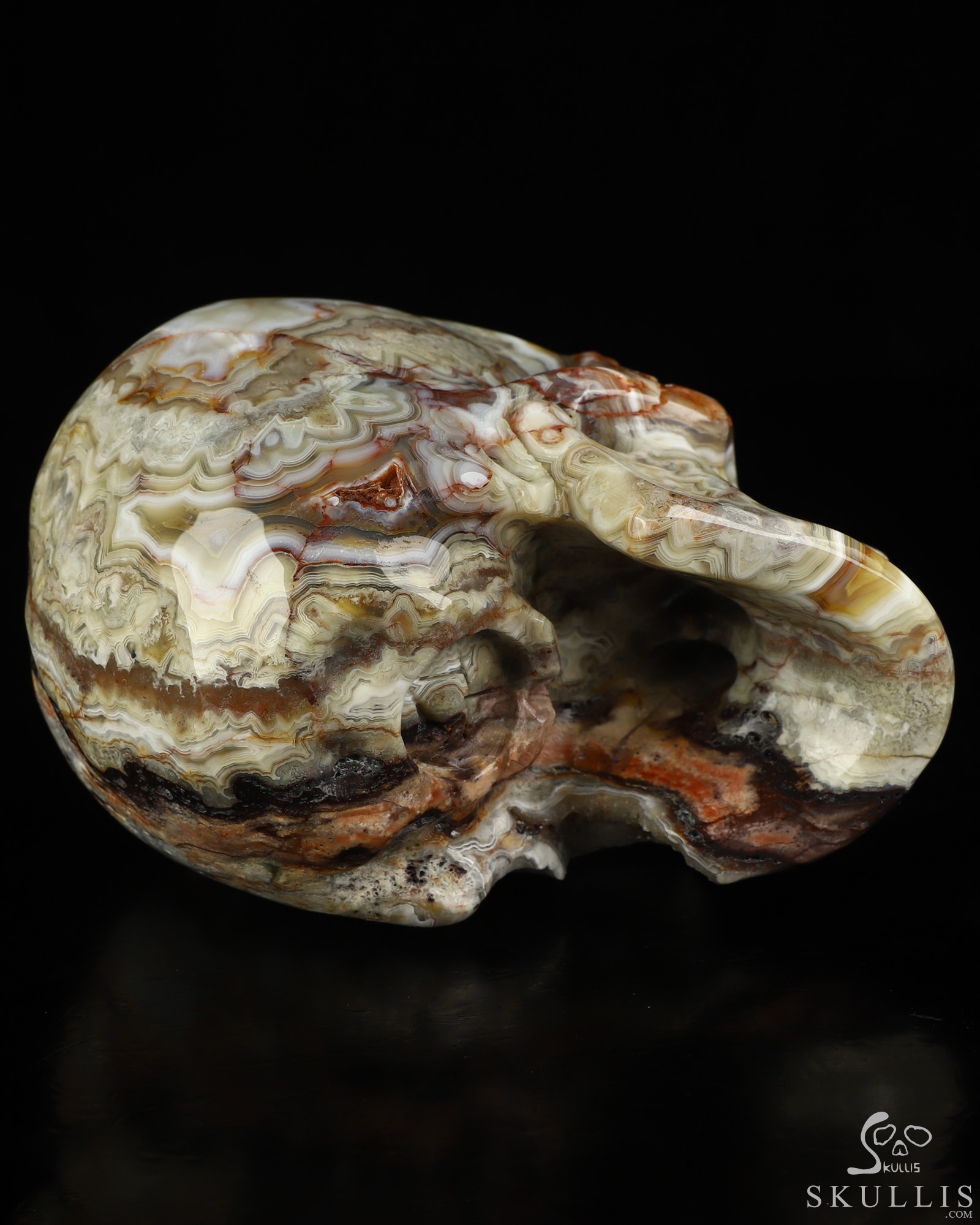 Gemstone 4.6" Red Crazy Lace Agate Hand Carved Crystal Skull, Super Realistic, Crystal Healing Gemstone 4.6" Red Crazy Lace Agate Hand Carved Crystal Skull, Super Realistic, Crystal Healing