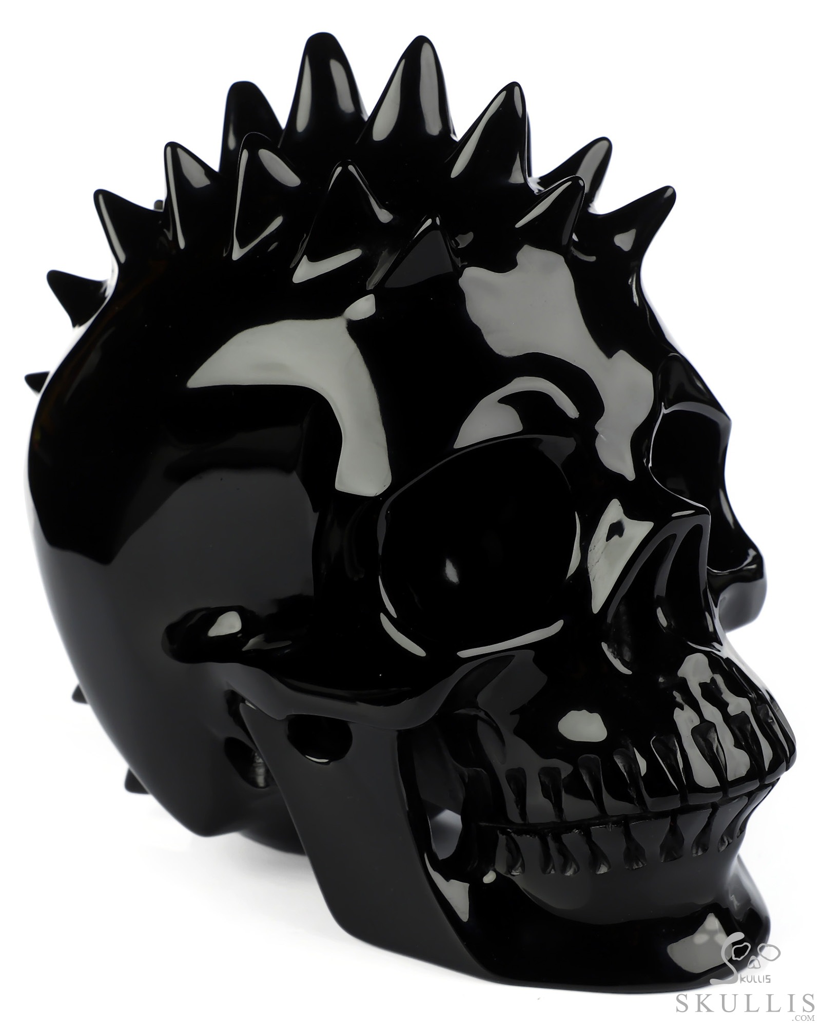 5.1" Black Obsidian Hand Carved Spiked Punk Crystal Skull Sculpture, Crystal Healing 5.1" Black Obsidian Hand Carved Spiked Punk Crystal Skull Sculpture, Crystal Healing