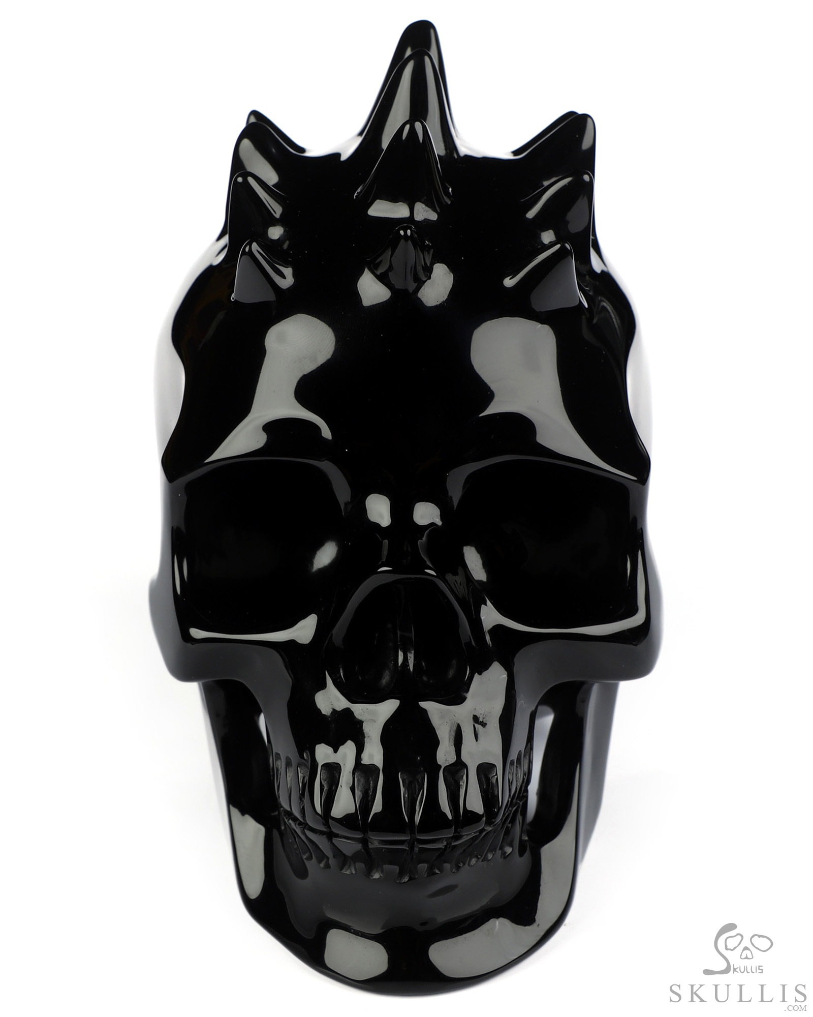 5.1" Black Obsidian Hand Carved Spiked Punk Crystal Skull Sculpture, Crystal Healing 5.1" Black Obsidian Hand Carved Spiked Punk Crystal Skull Sculpture, Crystal Healing
