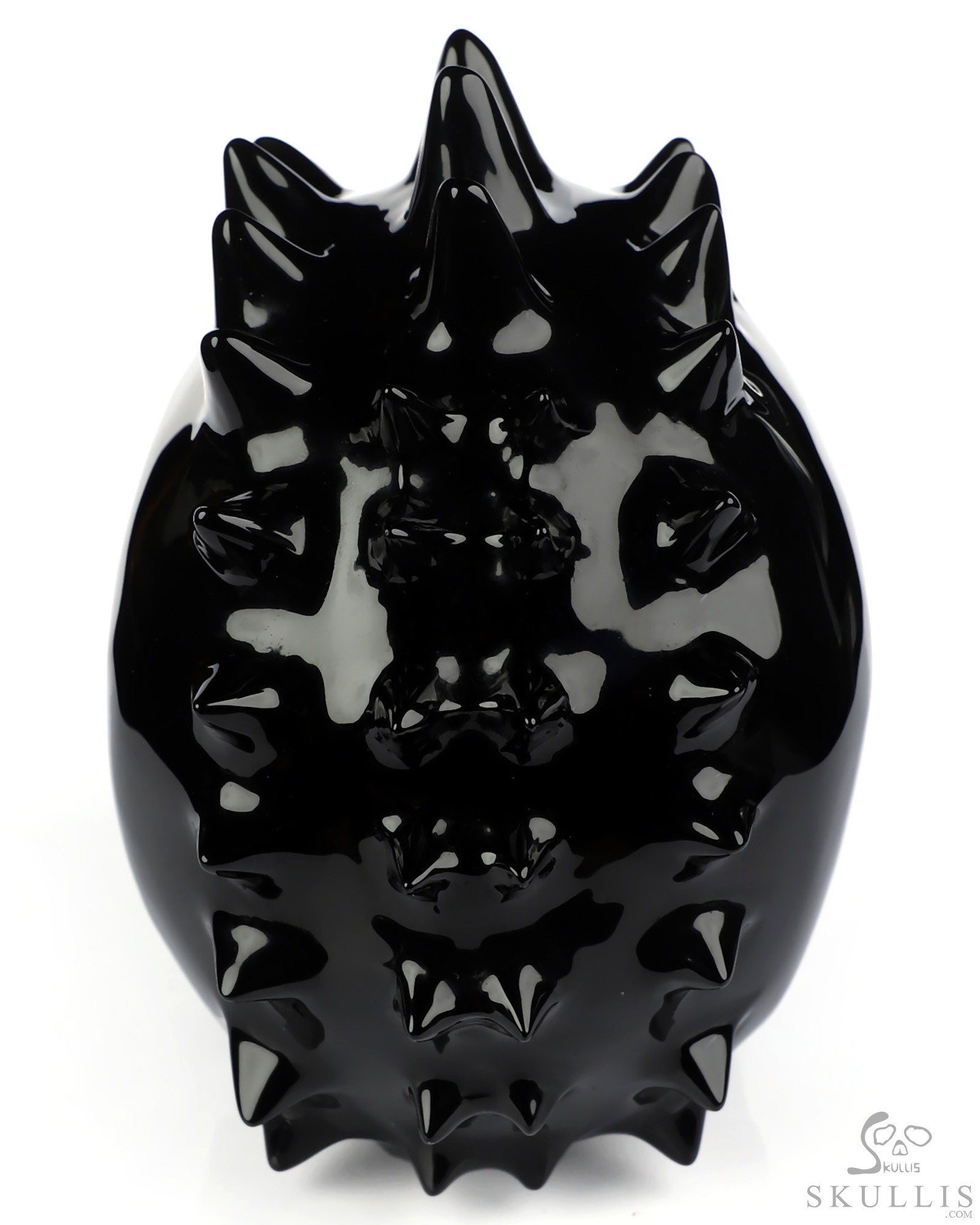 5.1" Black Obsidian Hand Carved Spiked Punk Crystal Skull Sculpture, Crystal Healing 5.1" Black Obsidian Hand Carved Spiked Punk Crystal Skull Sculpture, Crystal Healing