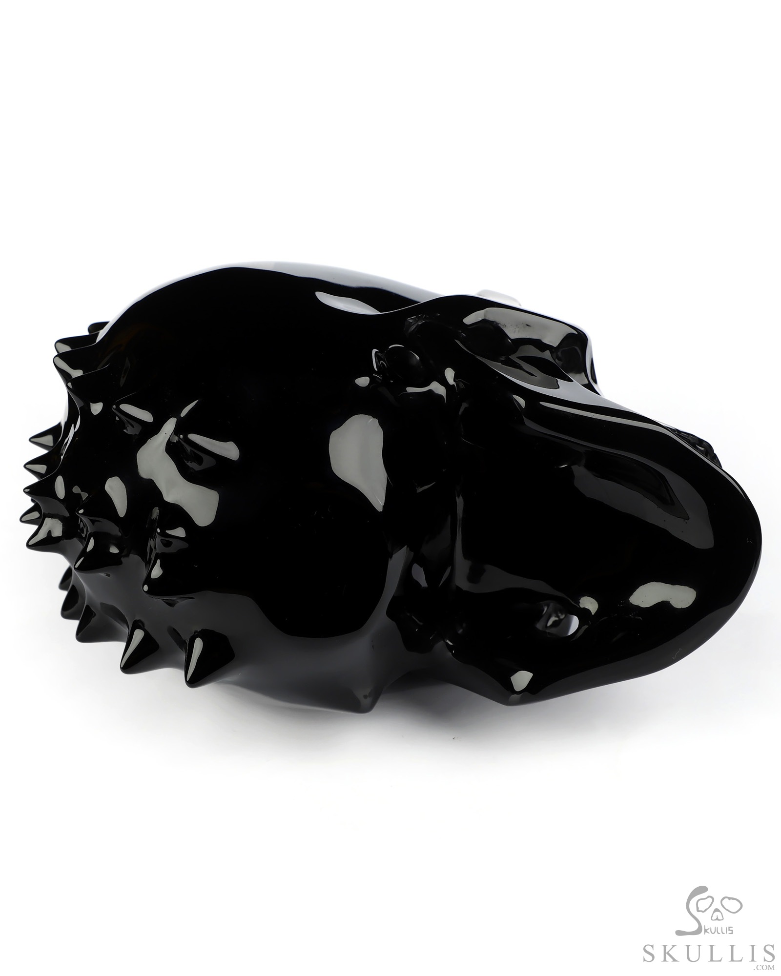 5.1" Black Obsidian Hand Carved Spiked Punk Crystal Skull Sculpture, Crystal Healing 5.1" Black Obsidian Hand Carved Spiked Punk Crystal Skull Sculpture, Crystal Healing