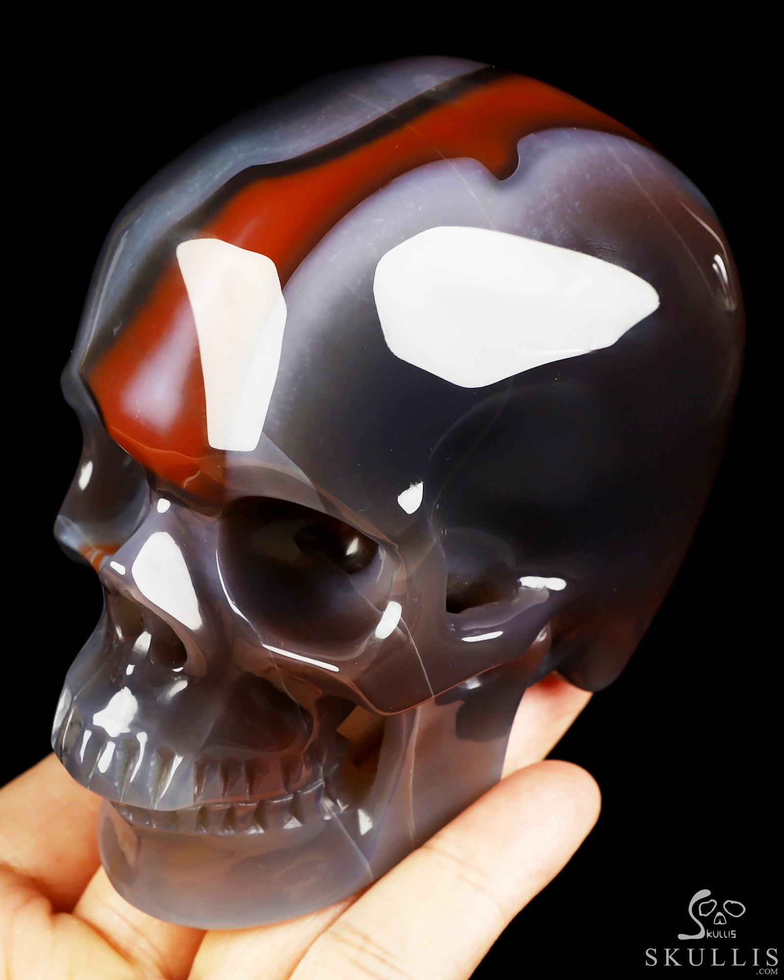 Aug 28, 2026 ACSAD (A Crystal Skull a Day) - The Wound That Became Light - Gemstone 4.1" Mozambique Agate Hand Carved Crystal Skull, Super Realistic, Crystal Healing Aug 28, 2026 ACSAD (A Crystal Skull a Day) - The Wound That Became Light - Gemstone 4.1" Mozambique Agate Hand Carved Crystal Skull, Super Realistic, Crystal Healing