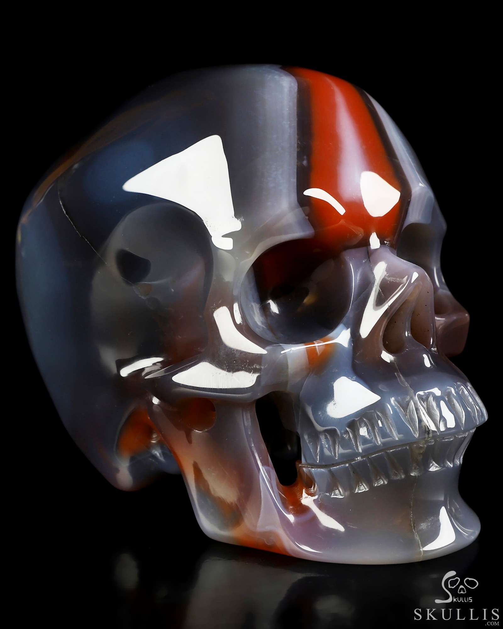 Aug 28, 2026 ACSAD (A Crystal Skull a Day) - The Wound That Became Light - Gemstone 4.1" Mozambique Agate Hand Carved Crystal Skull, Super Realistic, Crystal Healing Aug 28, 2026 ACSAD (A Crystal Skull a Day) - The Wound That Became Light - Gemstone 4.1" Mozambique Agate Hand Carved Crystal Skull, Super Realistic, Crystal Healing