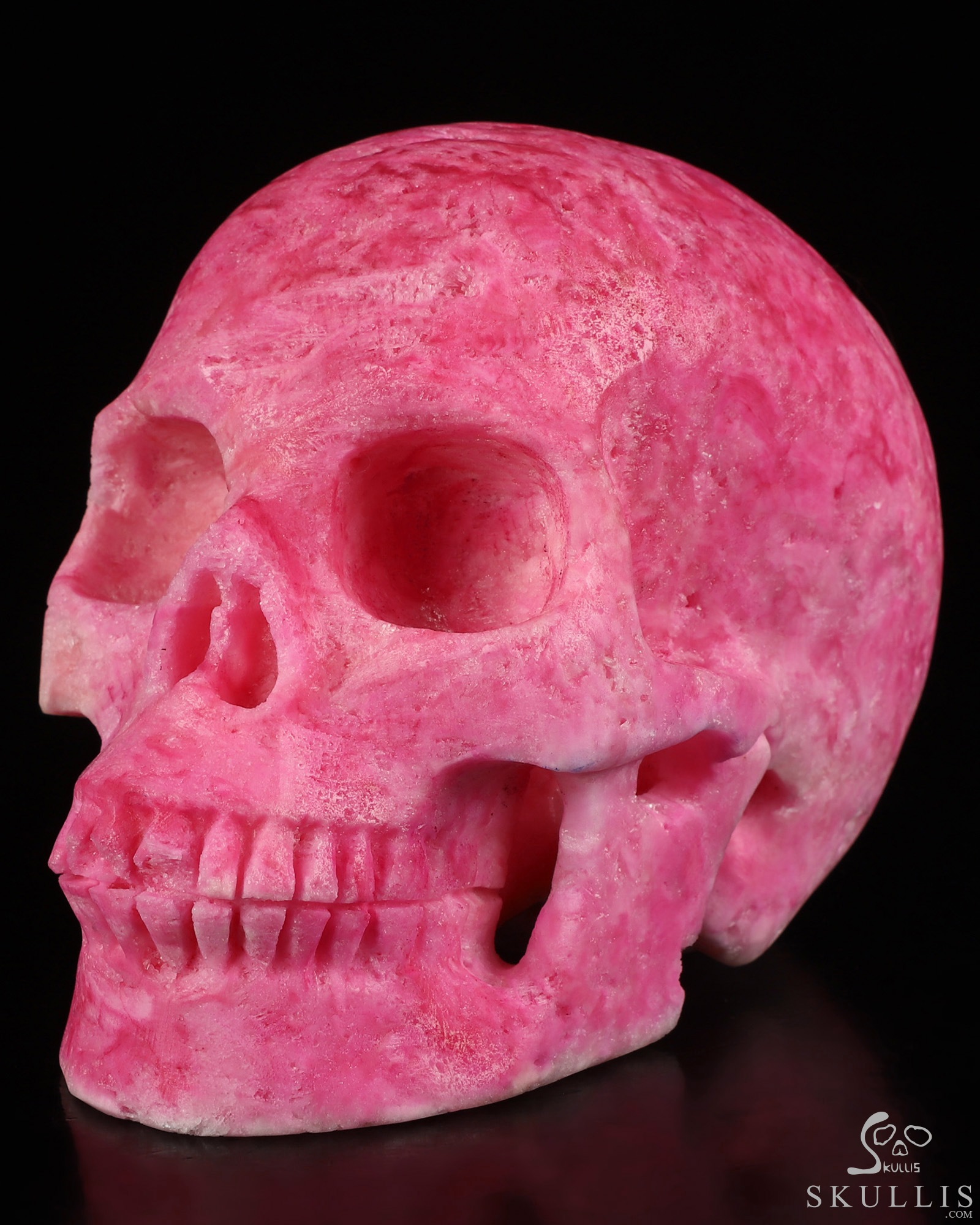 4.9" Pink Aragonite Hand Carved Crystal Skull, Realistic, Crystal Healing 4.9" Pink Aragonite Hand Carved Crystal Skull, Realistic, Crystal Healing