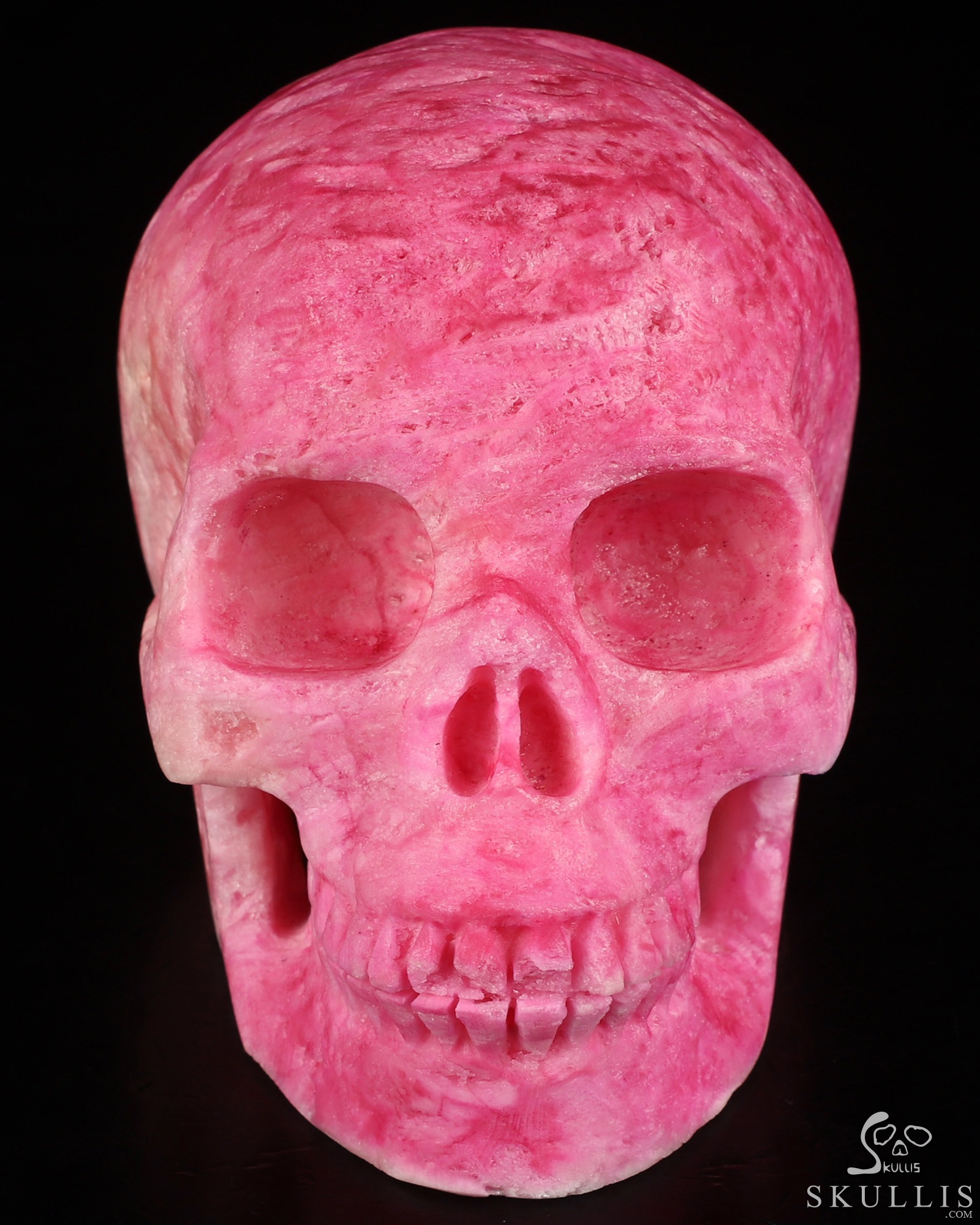 4.9" Pink Aragonite Hand Carved Crystal Skull, Realistic, Crystal Healing 4.9" Pink Aragonite Hand Carved Crystal Skull, Realistic, Crystal Healing