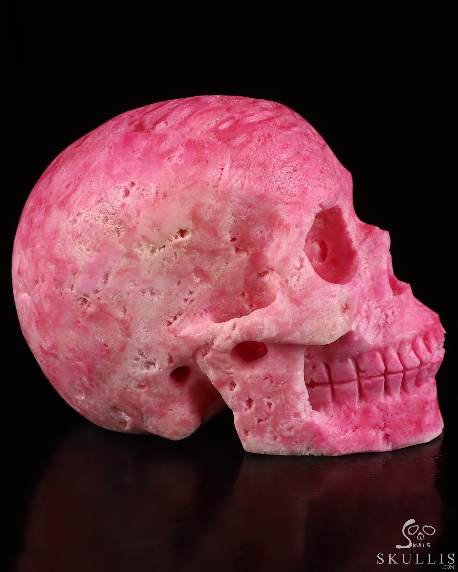 4.9" Pink Aragonite Hand Carved Crystal Skull, Realistic, Crystal Healing 4.9" Pink Aragonite Hand Carved Crystal Skull, Realistic, Crystal Healing