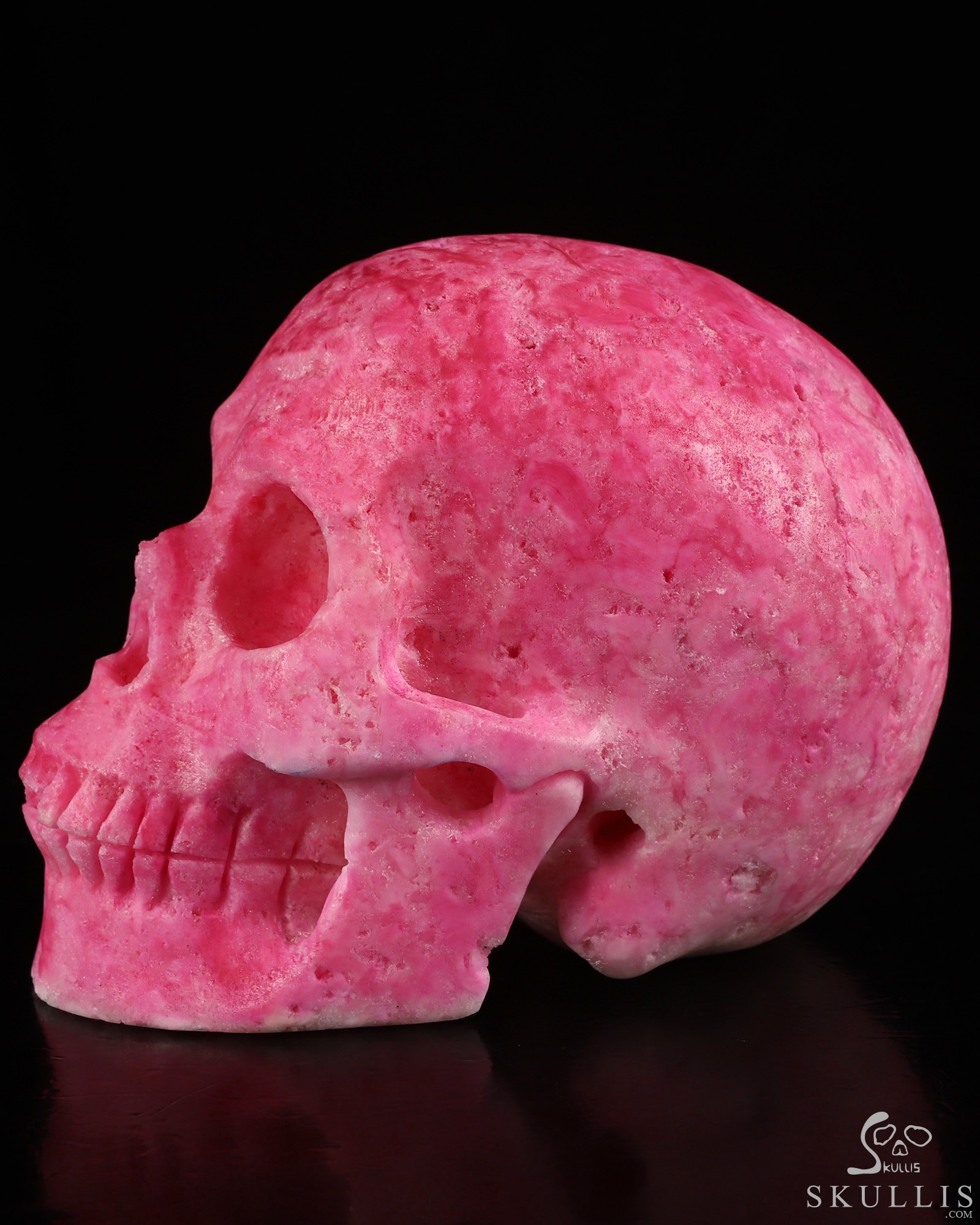 4.9" Pink Aragonite Hand Carved Crystal Skull, Realistic, Crystal Healing 4.9" Pink Aragonite Hand Carved Crystal Skull, Realistic, Crystal Healing