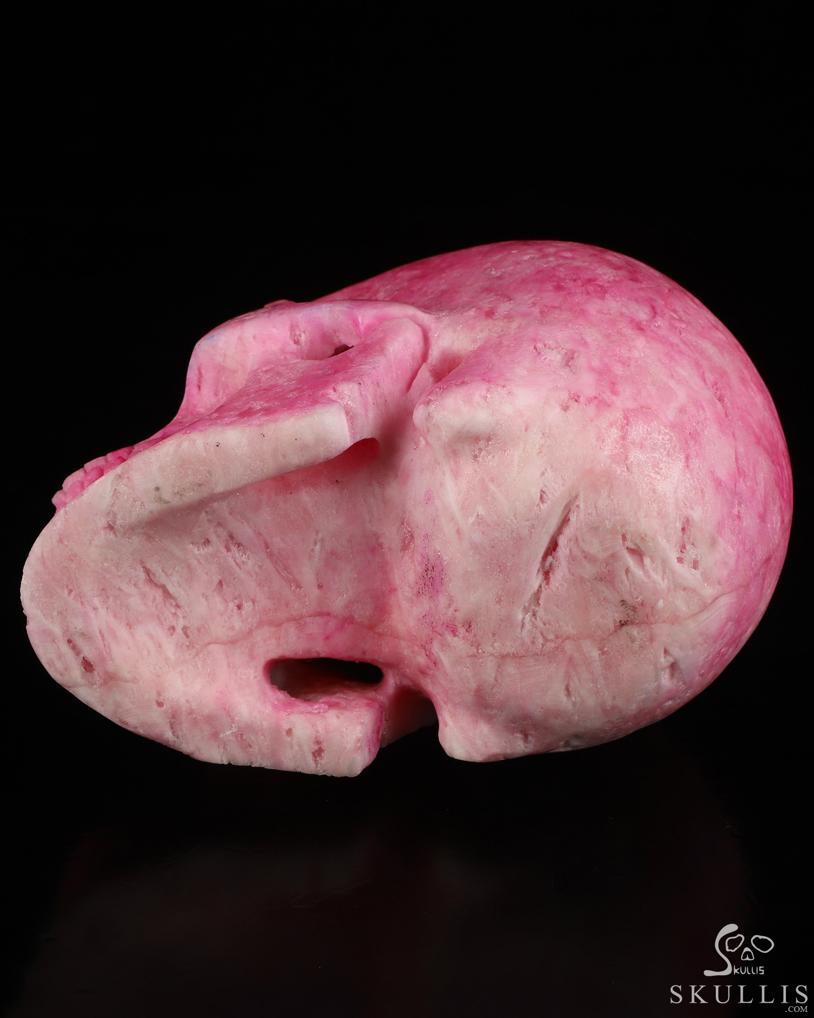 4.9" Pink Aragonite Hand Carved Crystal Skull, Realistic, Crystal Healing 4.9" Pink Aragonite Hand Carved Crystal Skull, Realistic, Crystal Healing