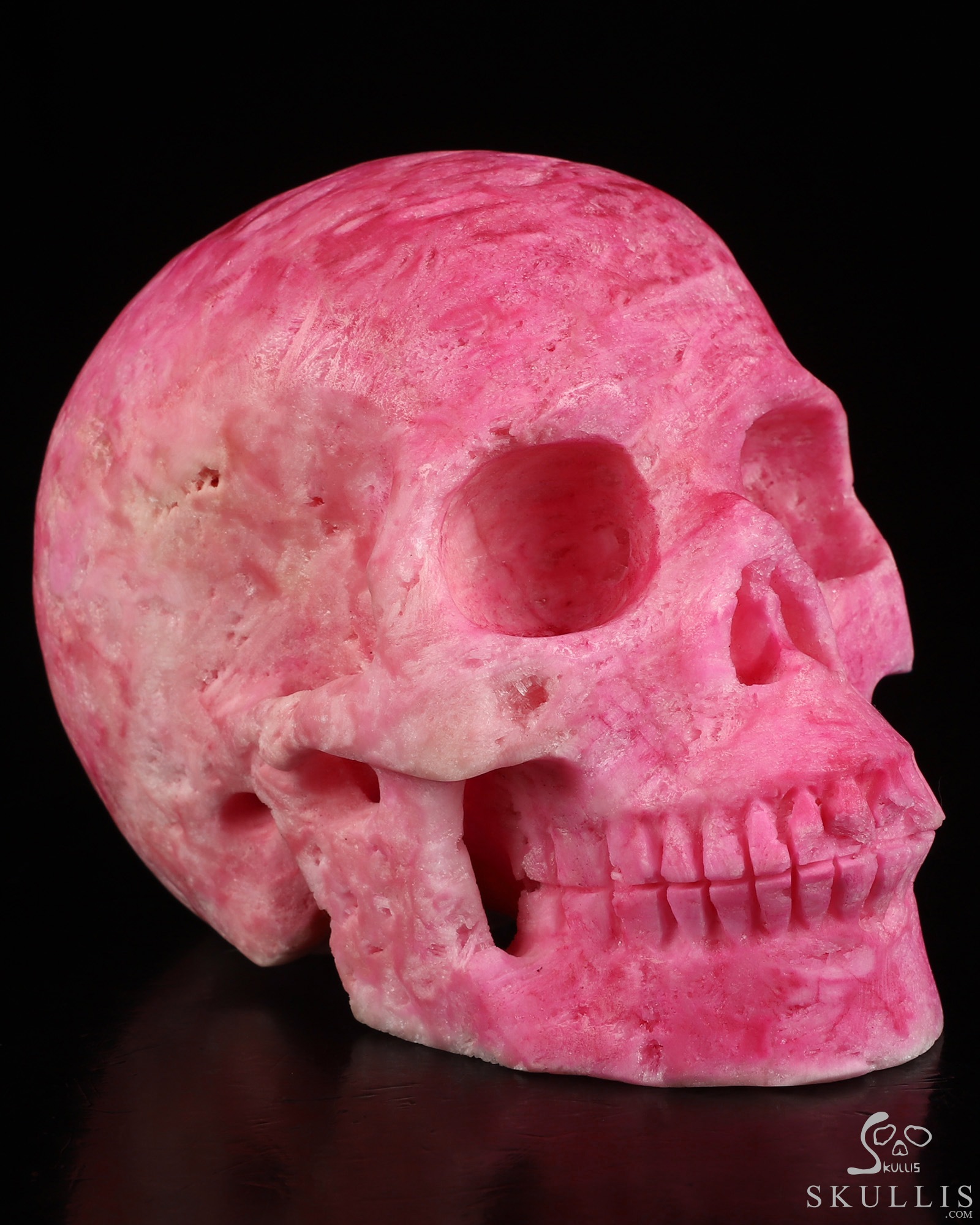 4.9" Pink Aragonite Hand Carved Crystal Skull, Realistic, Crystal Healing 4.9" Pink Aragonite Hand Carved Crystal Skull, Realistic, Crystal Healing