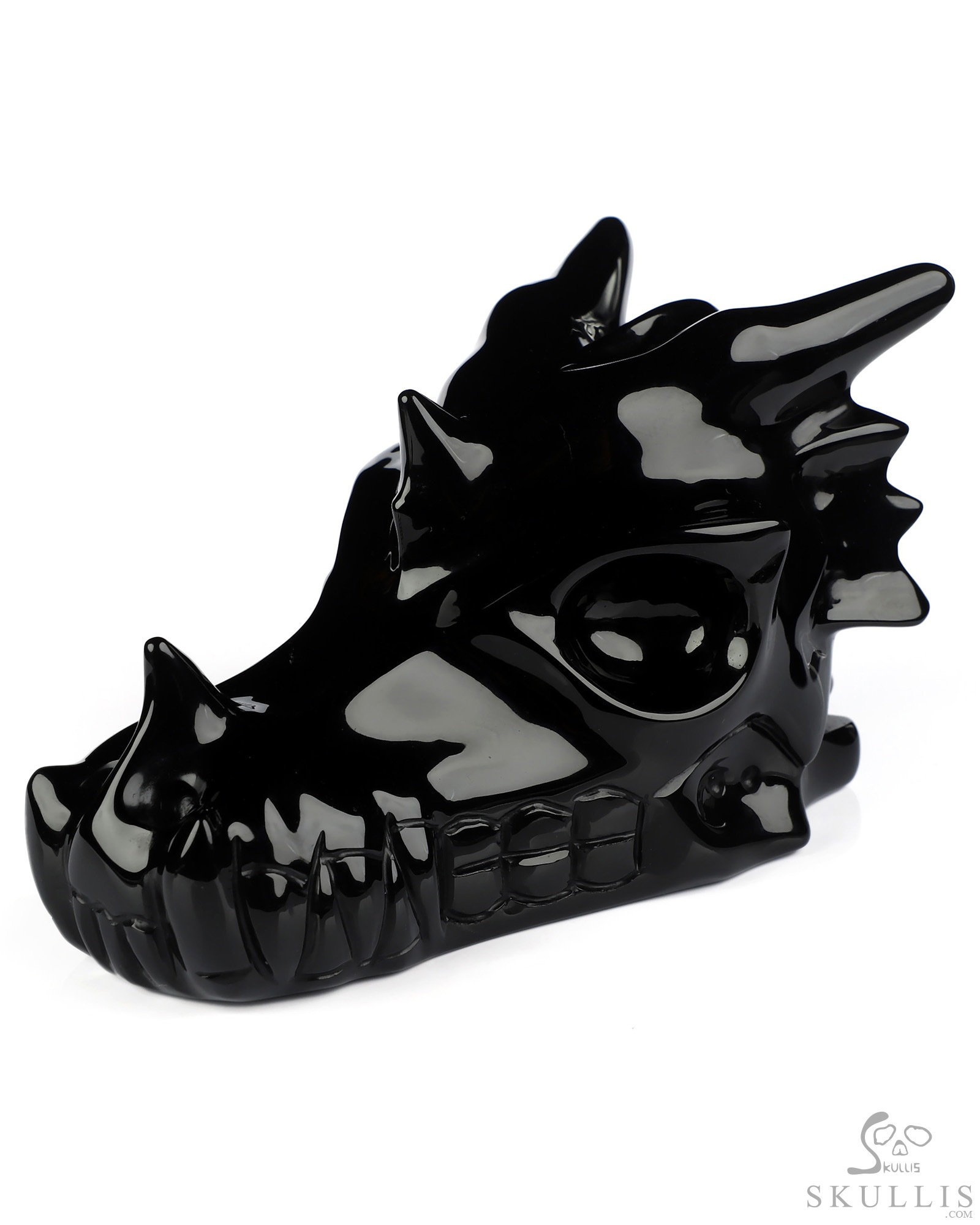 4.8" Black Obsidian Hand Carved Crystal Dragon Skull Sculpture, Crystal Healing 4.8" Black Obsidian Hand Carved Crystal Dragon Skull Sculpture, Crystal Healing