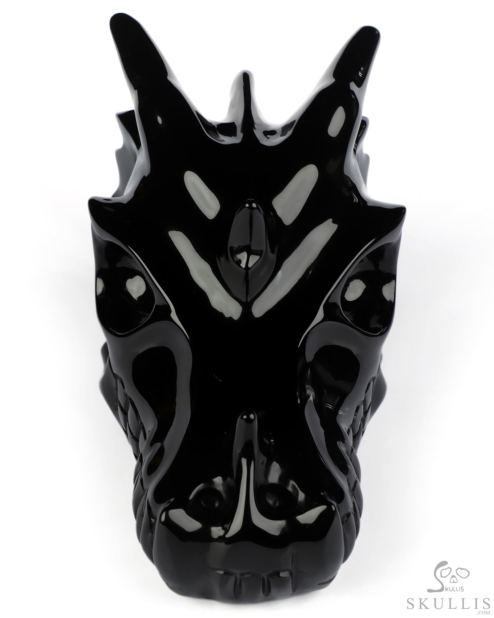 4.8" Black Obsidian Hand Carved Crystal Dragon Skull Sculpture, Crystal Healing 4.8" Black Obsidian Hand Carved Crystal Dragon Skull Sculpture, Crystal Healing