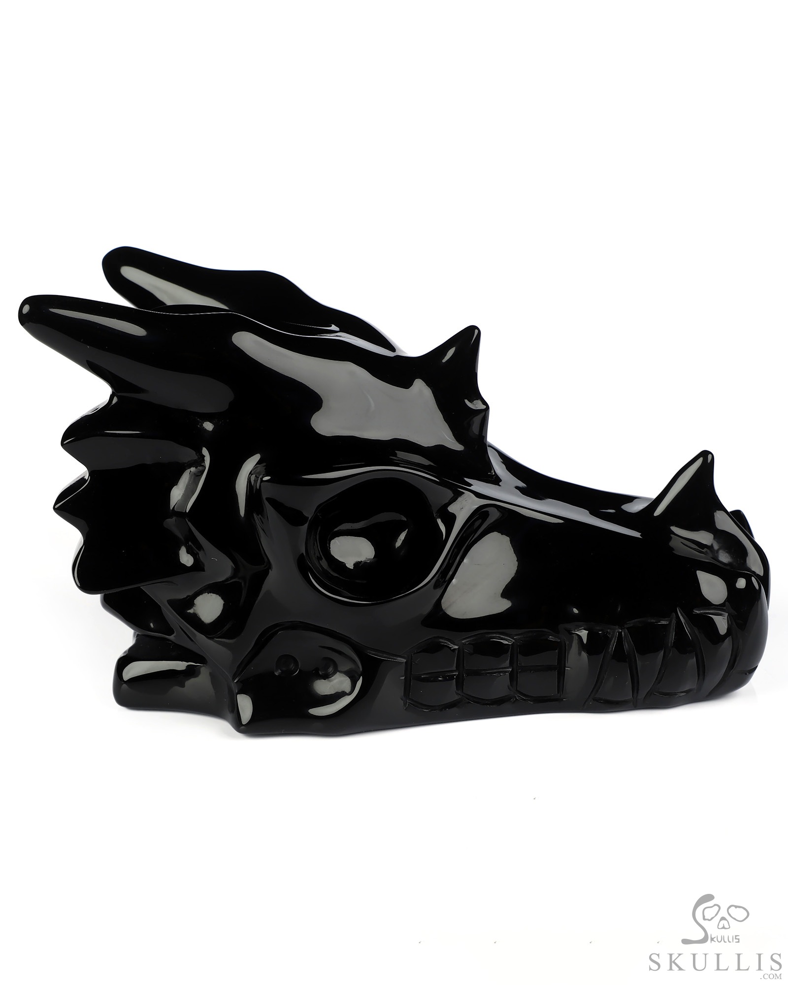 4.8" Black Obsidian Hand Carved Crystal Dragon Skull Sculpture, Crystal Healing 4.8" Black Obsidian Hand Carved Crystal Dragon Skull Sculpture, Crystal Healing