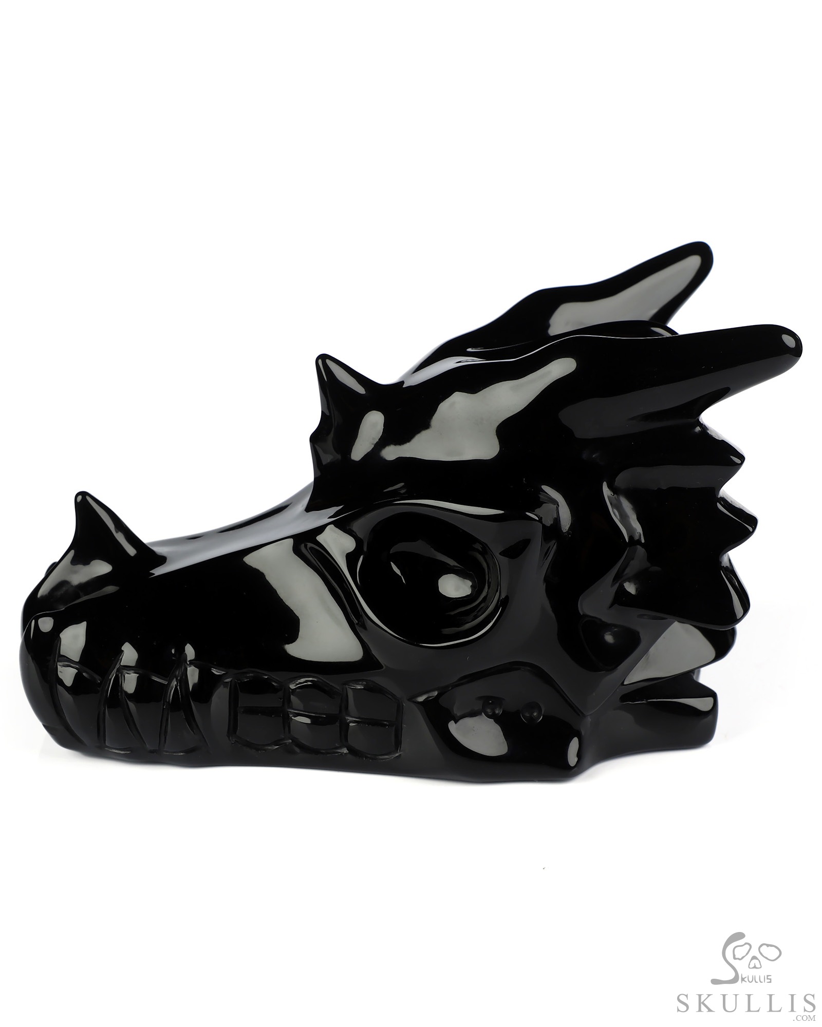 4.8" Black Obsidian Hand Carved Crystal Dragon Skull Sculpture, Crystal Healing 4.8" Black Obsidian Hand Carved Crystal Dragon Skull Sculpture, Crystal Healing
