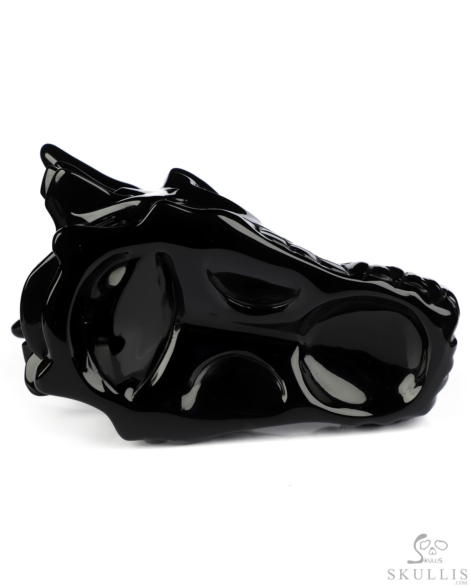 4.8" Black Obsidian Hand Carved Crystal Dragon Skull Sculpture, Crystal Healing 4.8" Black Obsidian Hand Carved Crystal Dragon Skull Sculpture, Crystal Healing