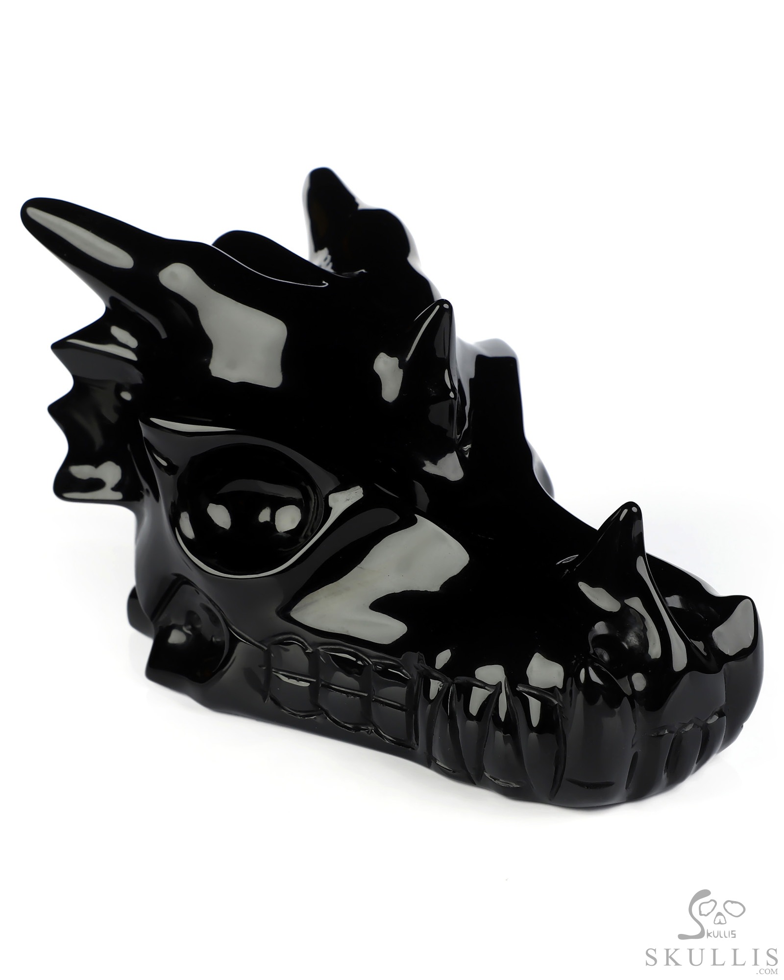 4.8" Black Obsidian Hand Carved Crystal Dragon Skull Sculpture, Crystal Healing 4.8" Black Obsidian Hand Carved Crystal Dragon Skull Sculpture, Crystal Healing