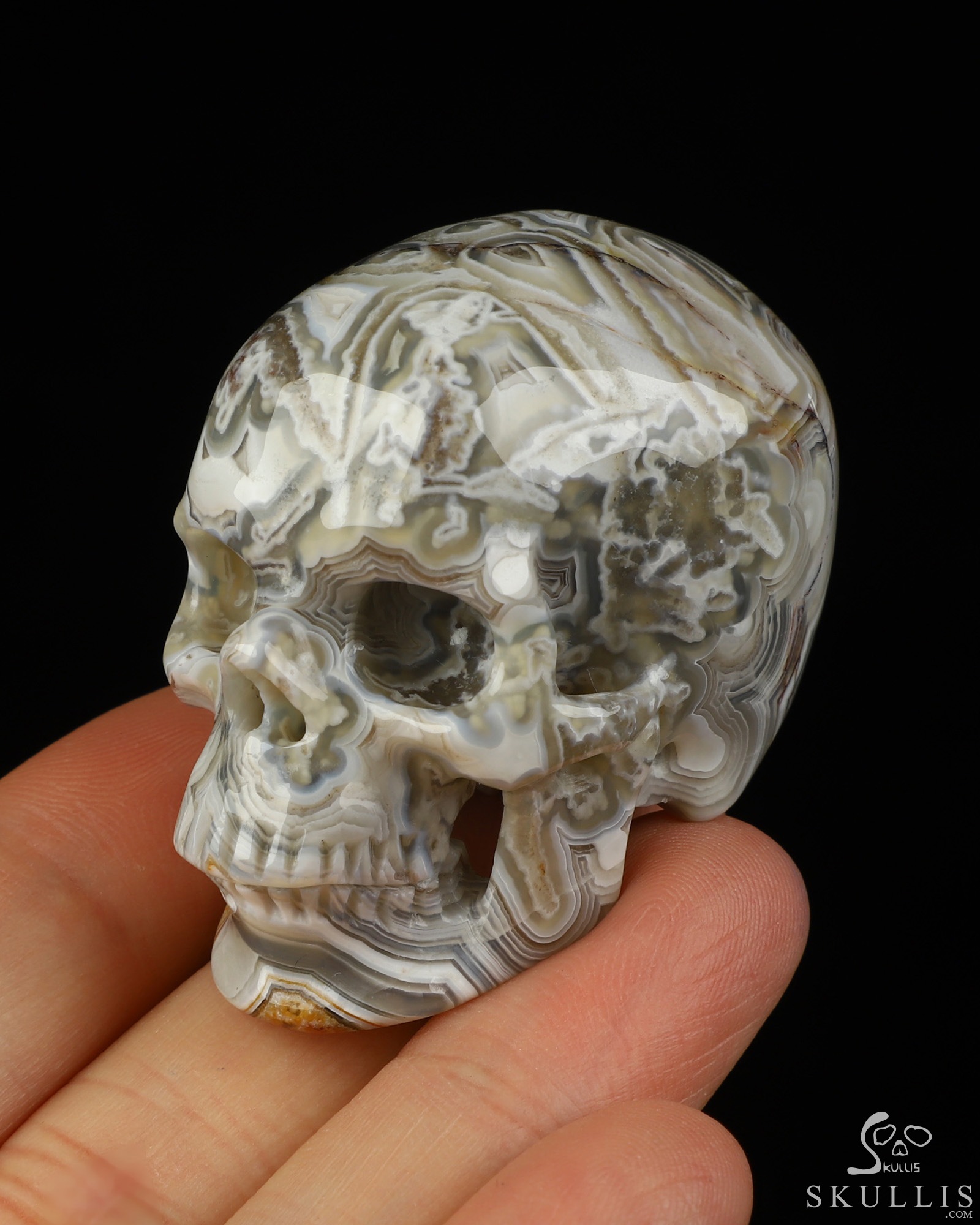 Gemstone 2.0" Red Crazy Lace Agate Hand Carved Crystal Skull, Super Realistic, Crystal Healing Gemstone 2.0" Red Crazy Lace Agate Hand Carved Crystal Skull, Super Realistic, Crystal Healing