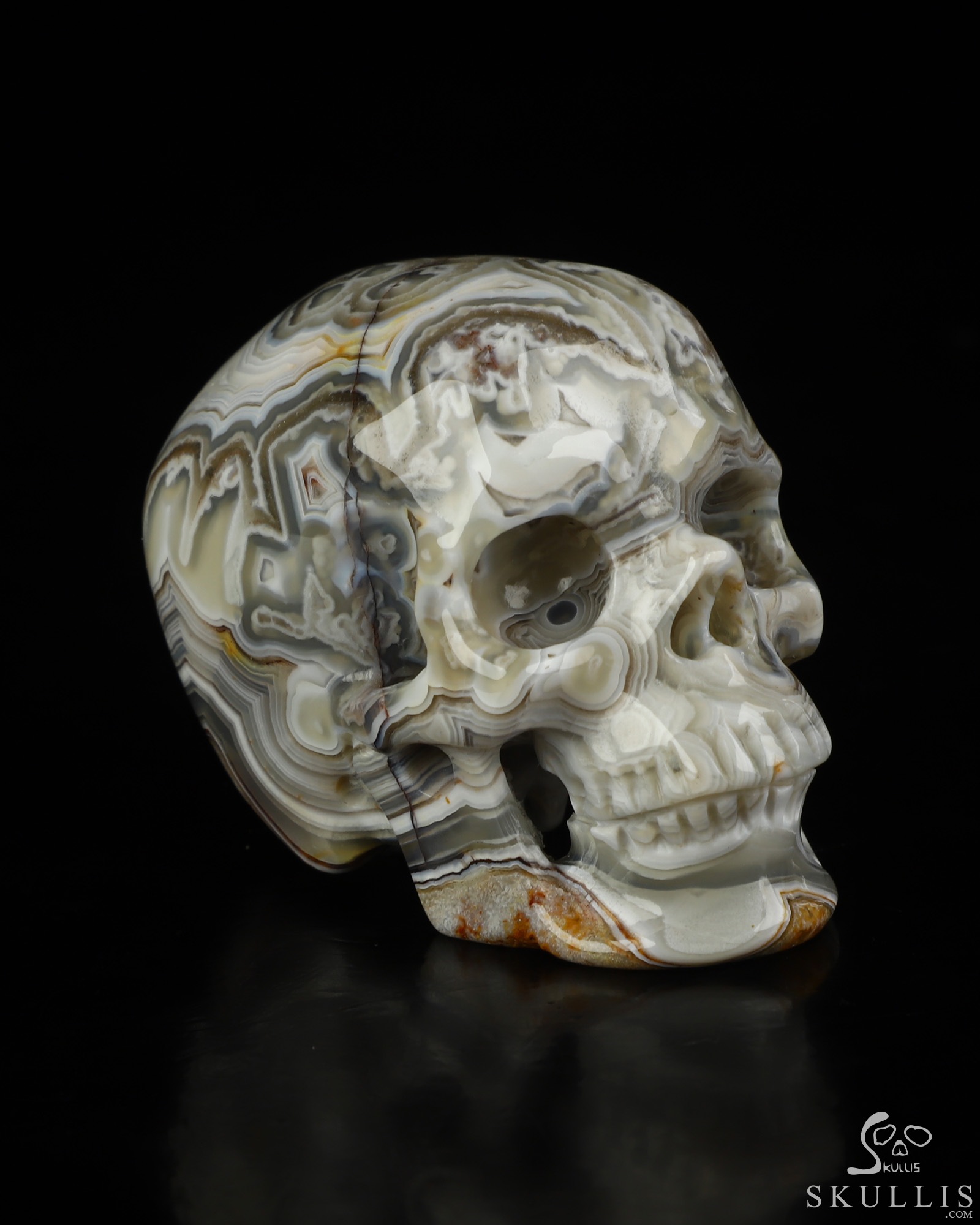 Gemstone 2.0" Red Crazy Lace Agate Hand Carved Crystal Skull, Super Realistic, Crystal Healing Gemstone 2.0" Red Crazy Lace Agate Hand Carved Crystal Skull, Super Realistic, Crystal Healing