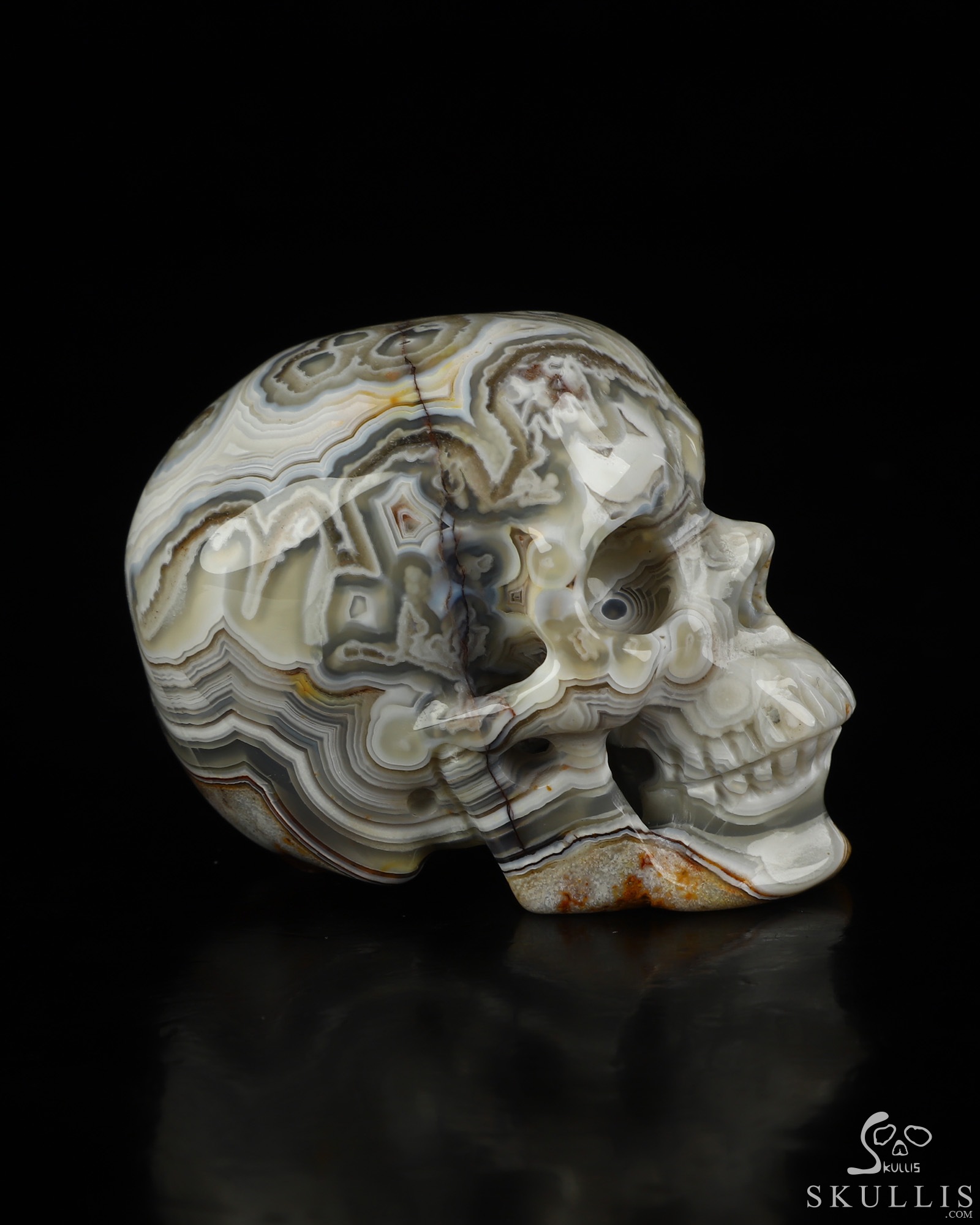 Gemstone 2.0" Red Crazy Lace Agate Hand Carved Crystal Skull, Super Realistic, Crystal Healing Gemstone 2.0" Red Crazy Lace Agate Hand Carved Crystal Skull, Super Realistic, Crystal Healing