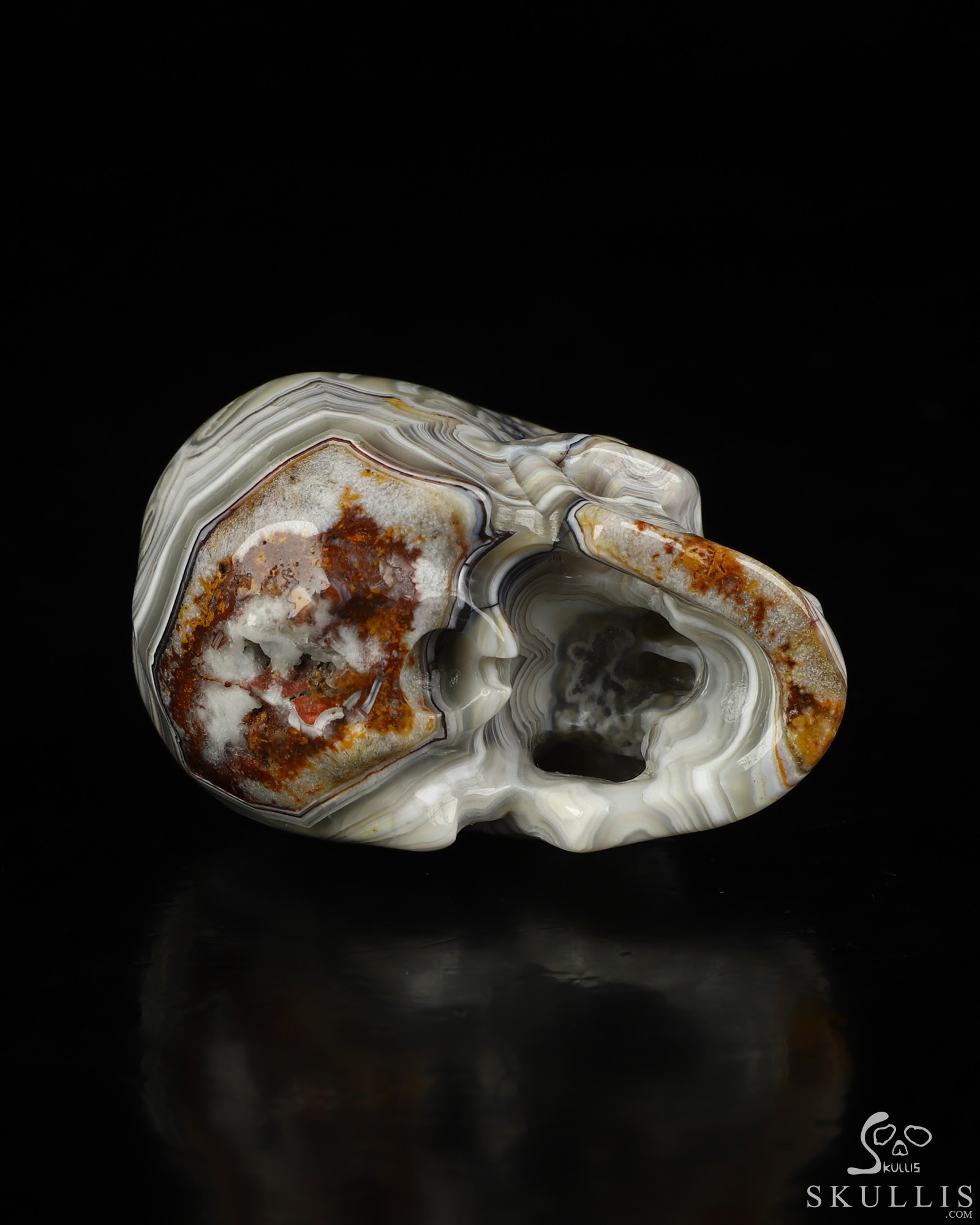 Gemstone 2.0" Red Crazy Lace Agate Hand Carved Crystal Skull, Super Realistic, Crystal Healing Gemstone 2.0" Red Crazy Lace Agate Hand Carved Crystal Skull, Super Realistic, Crystal Healing