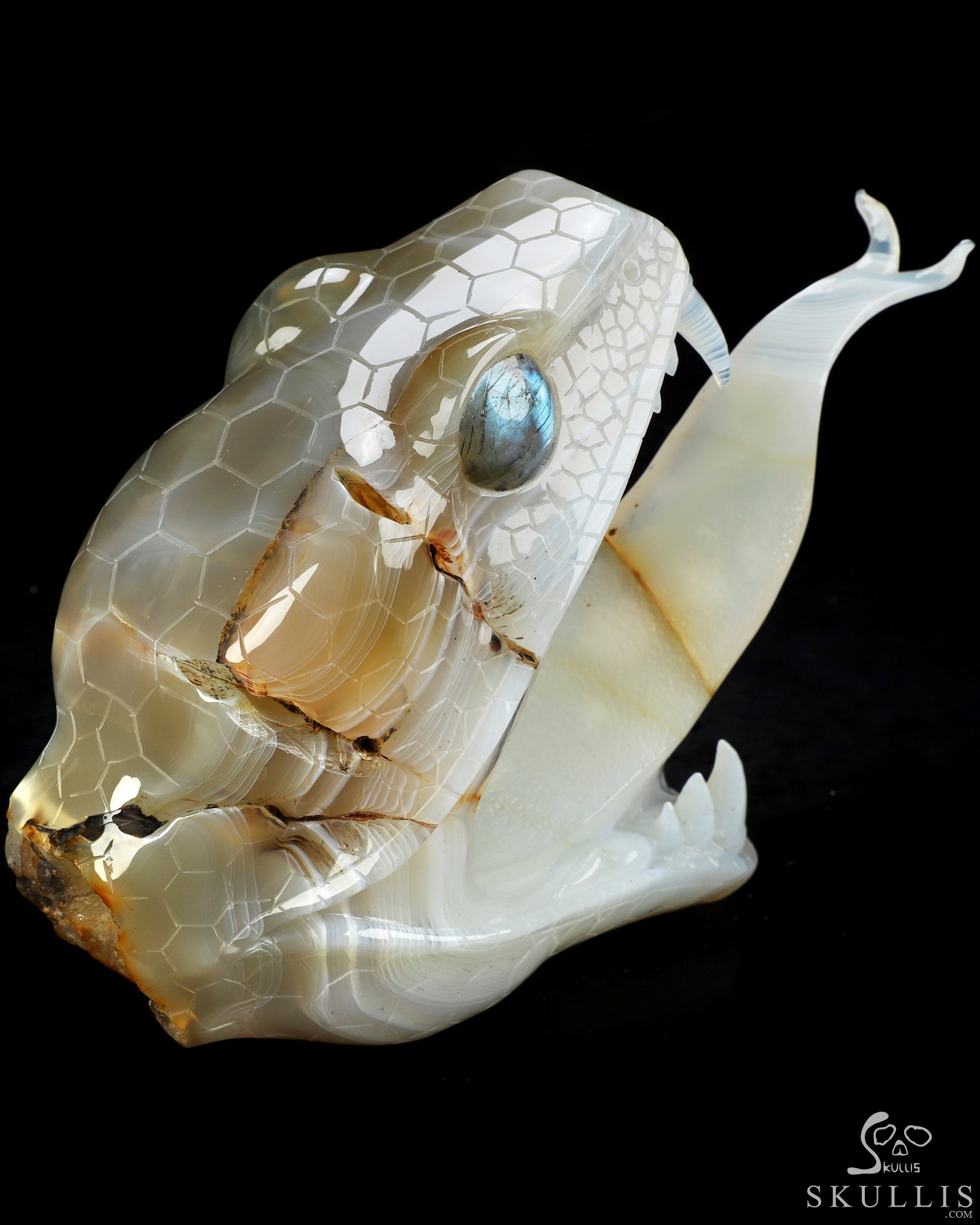 7.1" Banded Agate Hand Carved Crystal Snake Sculpture, Crystal Healing 7.1" Banded Agate Hand Carved Crystal Snake Sculpture, Crystal Healing