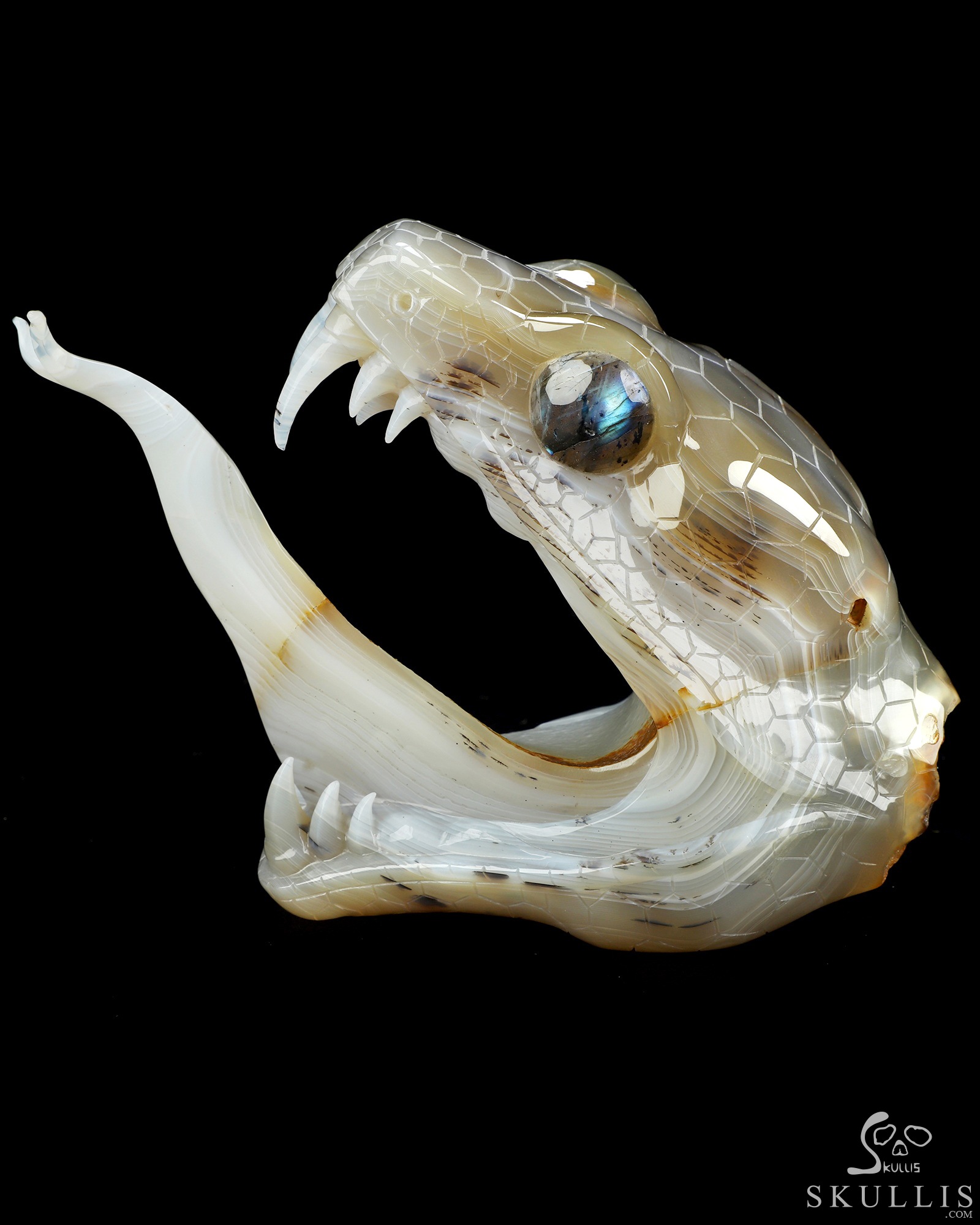 7.1" Banded Agate Hand Carved Crystal Snake Sculpture, Crystal Healing 7.1" Banded Agate Hand Carved Crystal Snake Sculpture, Crystal Healing