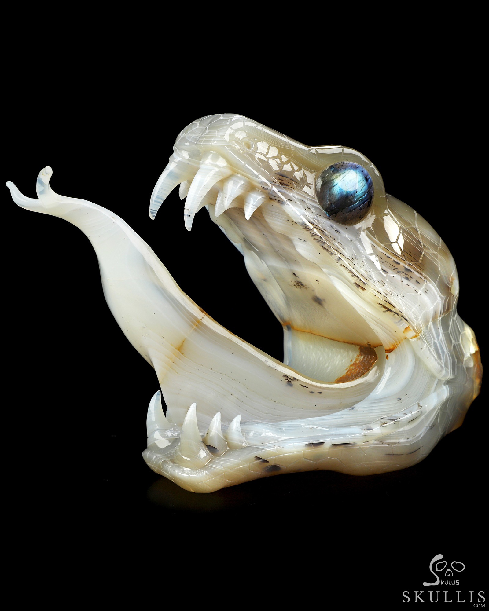 7.1" Banded Agate Hand Carved Crystal Snake Sculpture, Crystal Healing 7.1" Banded Agate Hand Carved Crystal Snake Sculpture, Crystal Healing