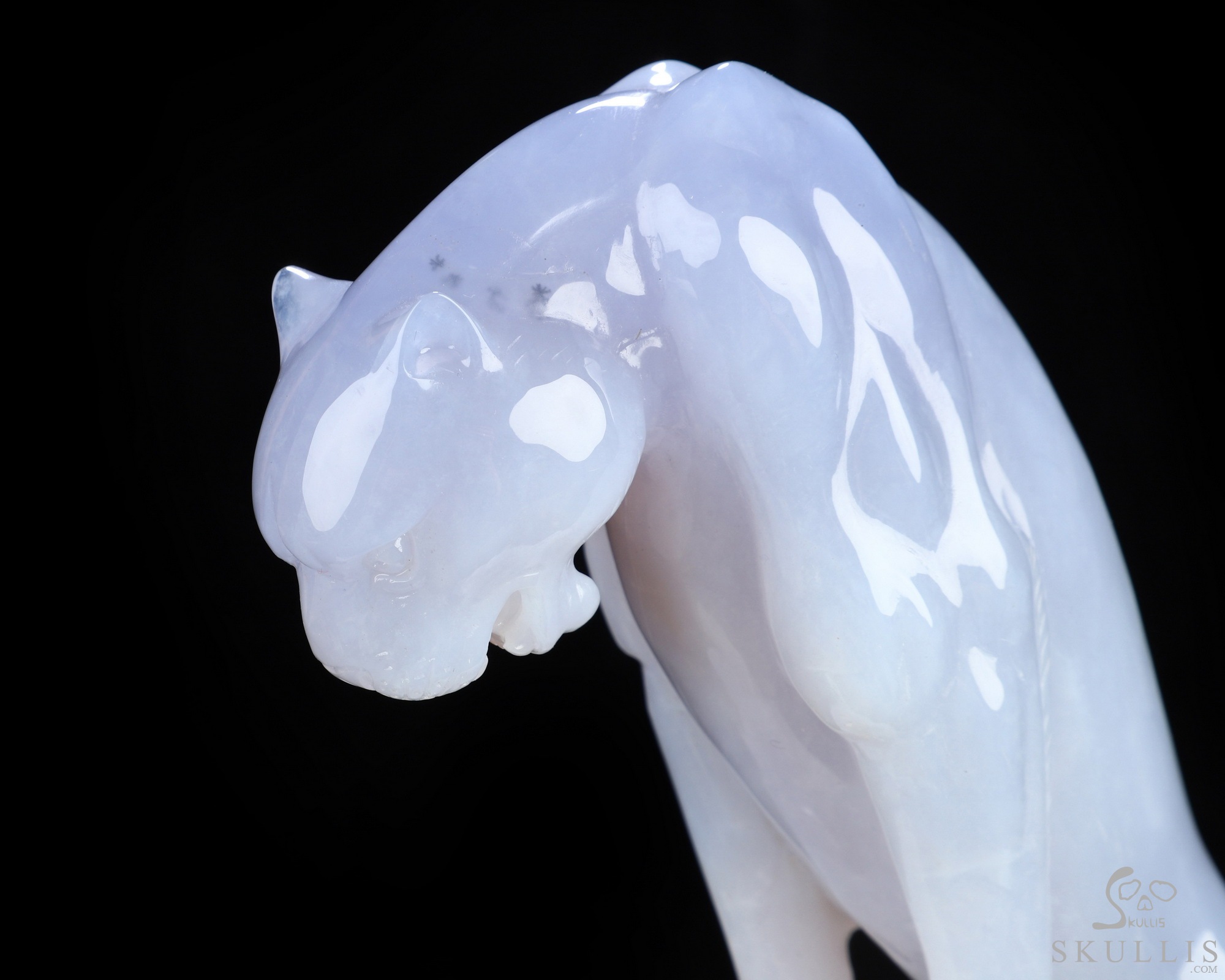 9.1" Blue Chalcedony Hand Carved Crystal Leopard and Snake Sculpture, Crystal Healing 9.1" Blue Chalcedony Hand Carved Crystal Leopard and Snake Sculpture, Crystal Healing