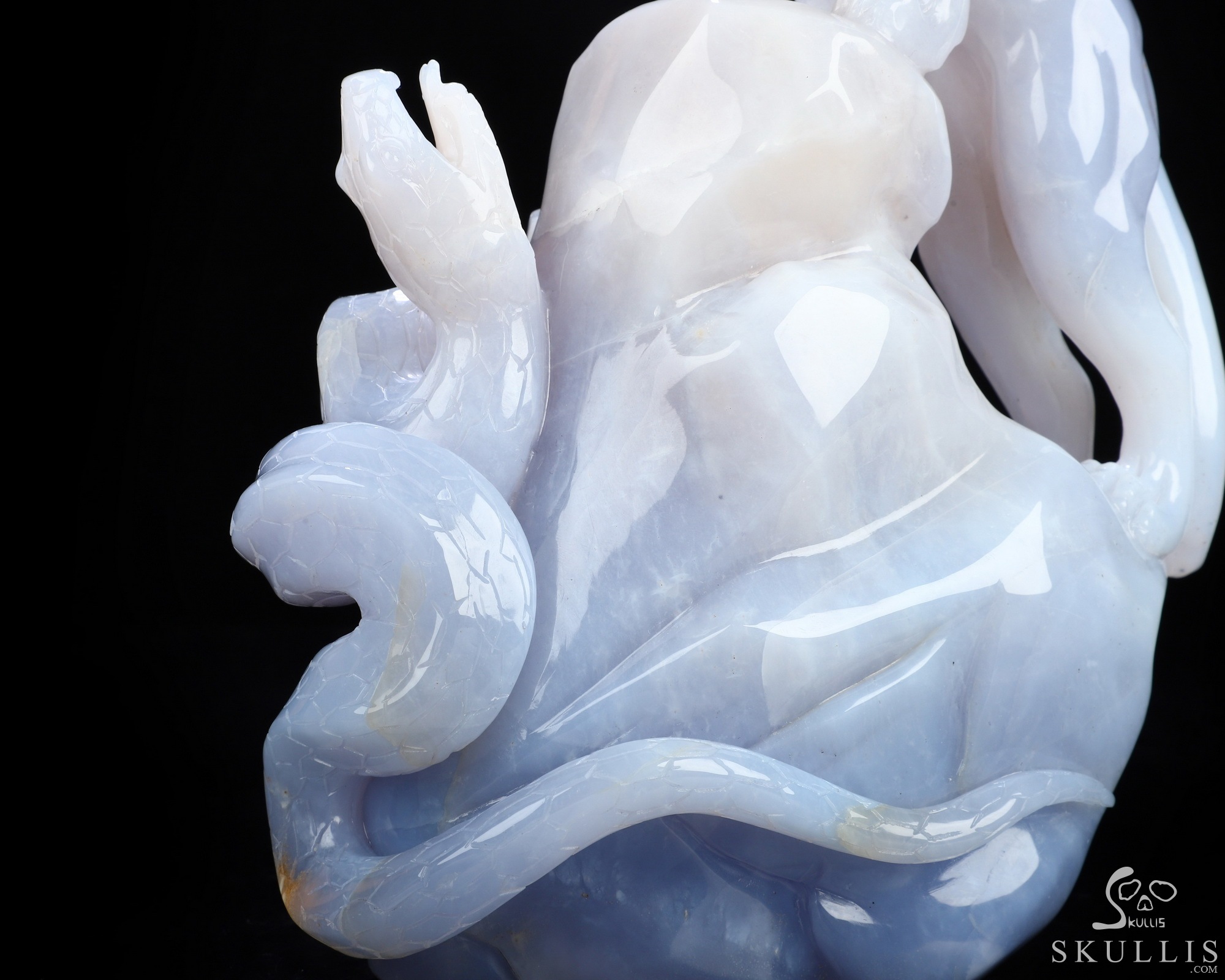 9.1" Blue Chalcedony Hand Carved Crystal Leopard and Snake Sculpture, Crystal Healing 9.1" Blue Chalcedony Hand Carved Crystal Leopard and Snake Sculpture, Crystal Healing