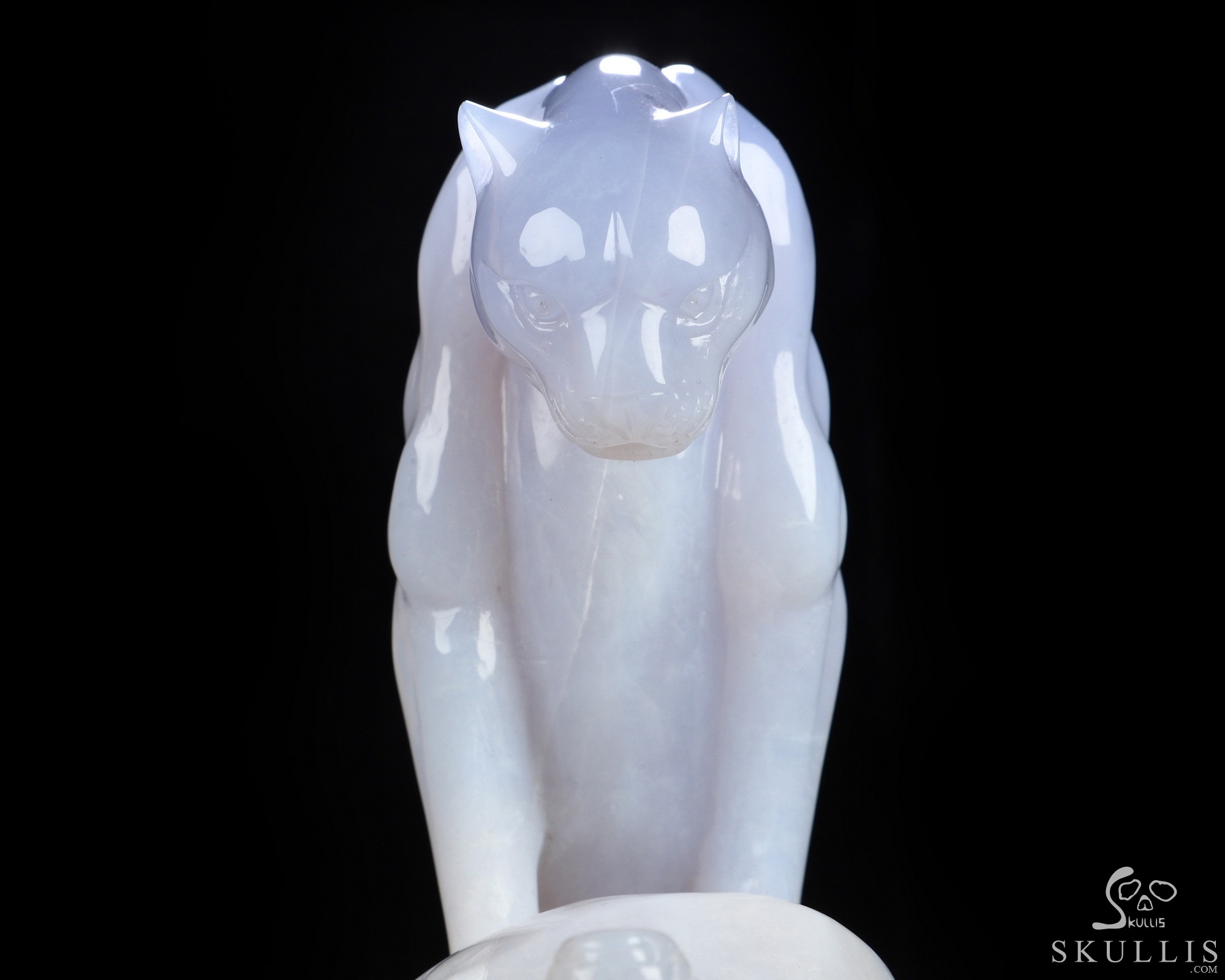 9.1" Blue Chalcedony Hand Carved Crystal Leopard and Snake Sculpture, Crystal Healing 9.1" Blue Chalcedony Hand Carved Crystal Leopard and Snake Sculpture, Crystal Healing