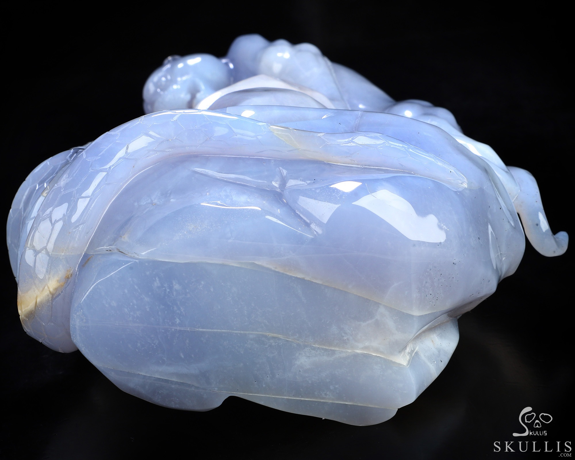 9.1" Blue Chalcedony Hand Carved Crystal Leopard and Snake Sculpture, Crystal Healing 9.1" Blue Chalcedony Hand Carved Crystal Leopard and Snake Sculpture, Crystal Healing
