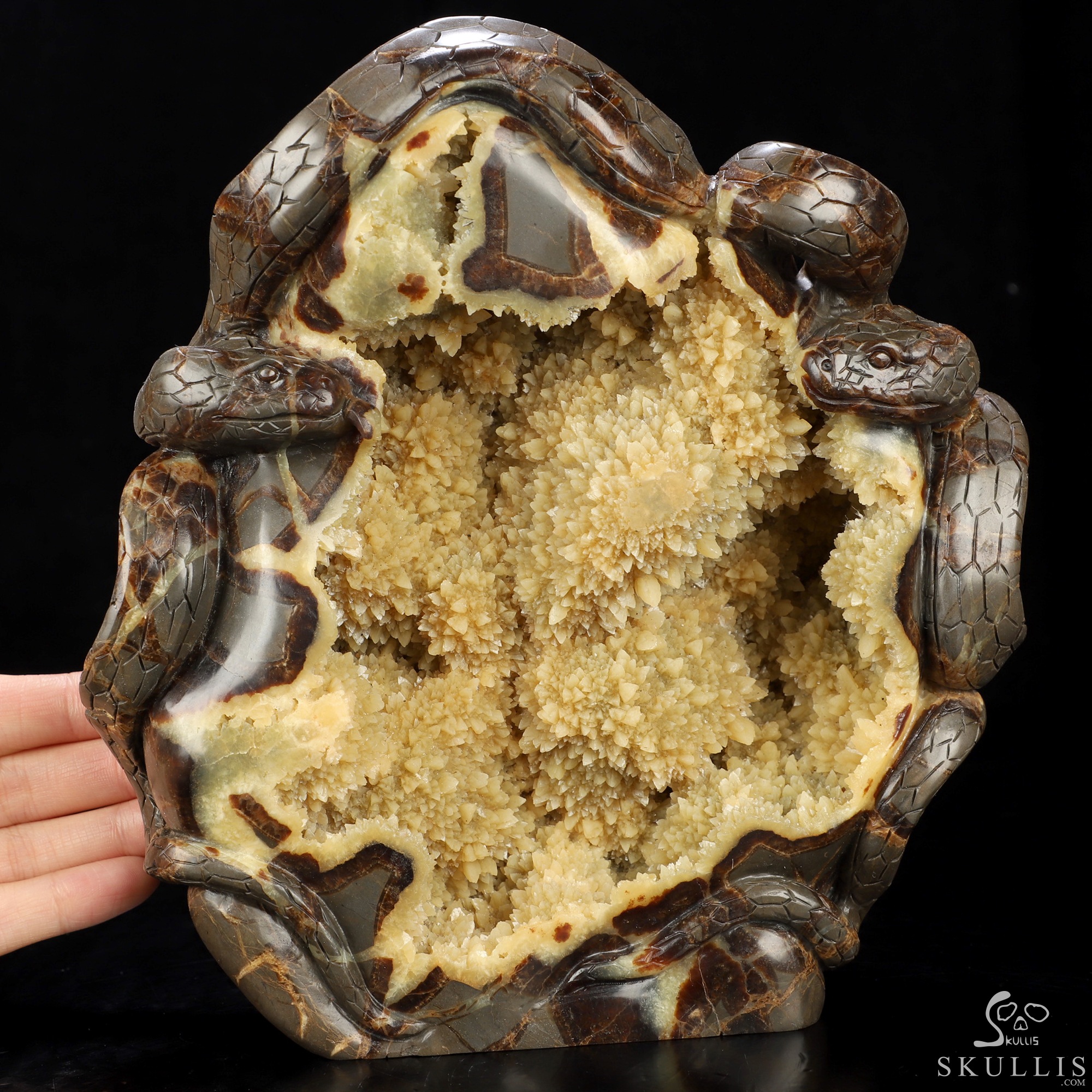 7.9" Dragon Septarian Stone Hand Carved Crystal Snake Sculpture, Crystal Healing 7.9" Dragon Septarian Stone Hand Carved Crystal Snake Sculpture, Crystal Healing