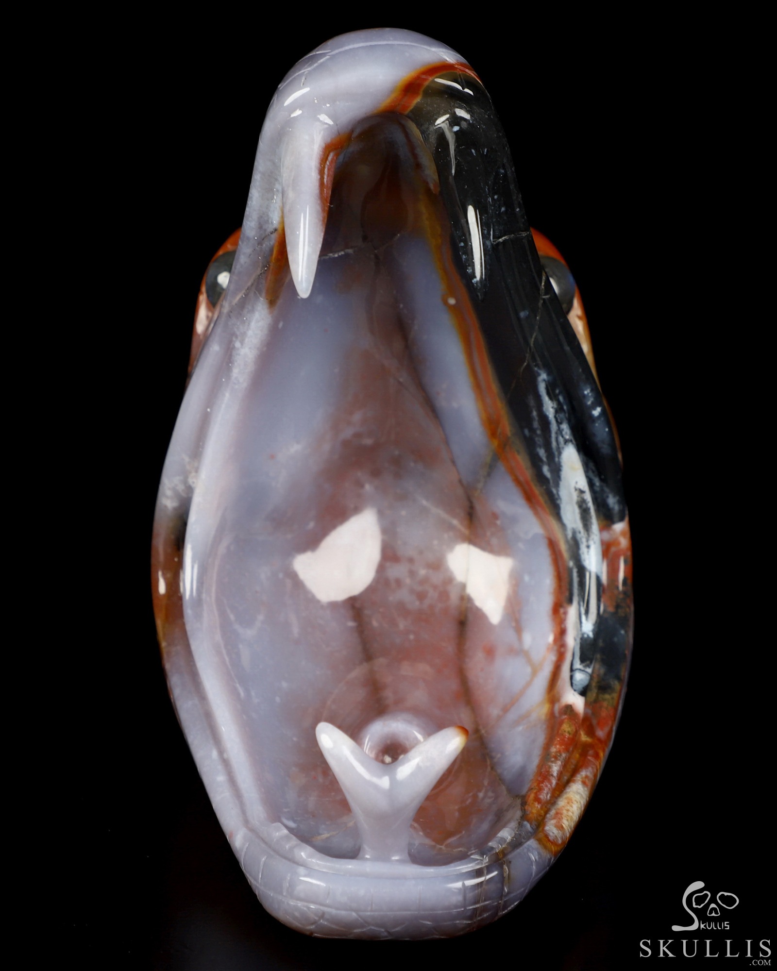 5.7" Black Zebra Agate Hand Carved Crystal Snake Sculpture, Crystal Healing 5.7" Black Zebra Agate Hand Carved Crystal Snake Sculpture, Crystal Healing