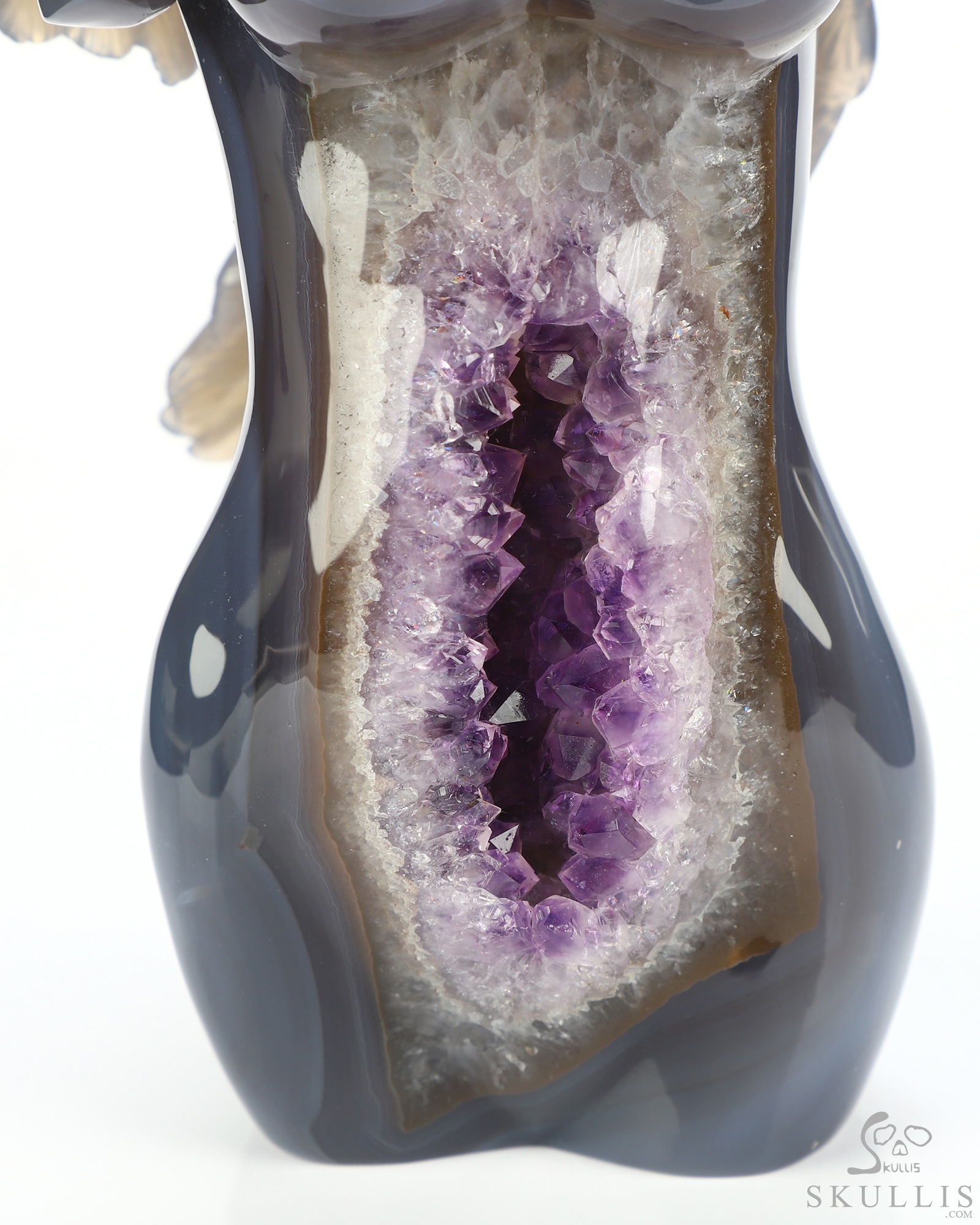 6.5" Agate Amethyst Geode Hand Carved Crystal Angel Sculpture, Crystal Healing 6.5" Agate Amethyst Geode Hand Carved Crystal Angel Sculpture, Crystal Healing