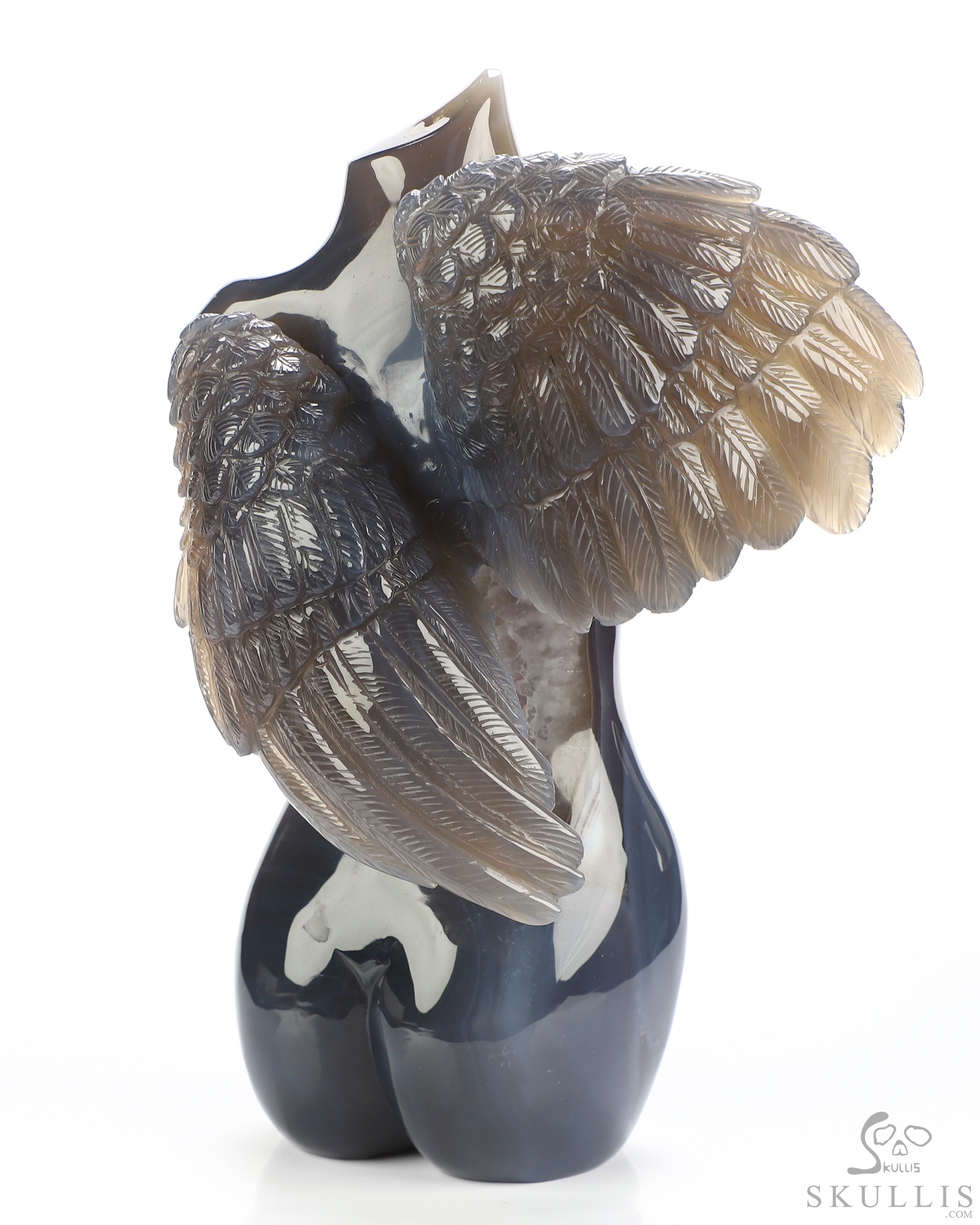 6.5" Agate Amethyst Geode Hand Carved Crystal Angel Sculpture, Crystal Healing 6.5" Agate Amethyst Geode Hand Carved Crystal Angel Sculpture, Crystal Healing