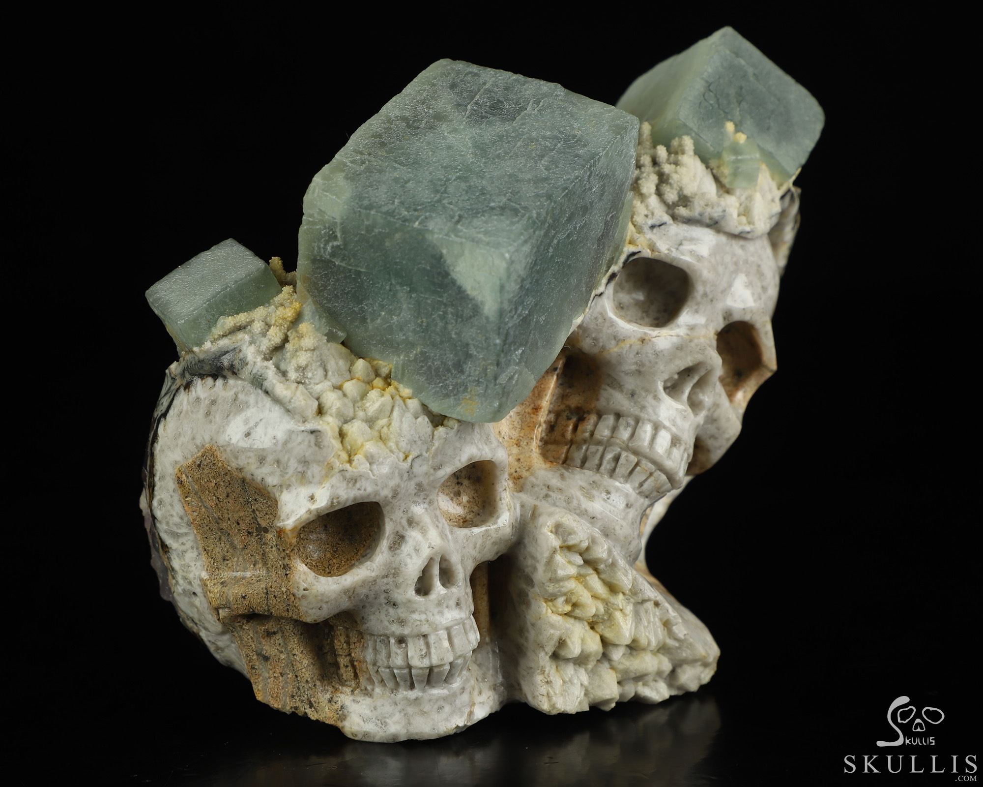 4.4" Fluorite Hand Carved Crystal Skull Fine Art Sculpture, Crystal Healing 4.4" Fluorite Hand Carved Crystal Skull Fine Art Sculpture, Crystal Healing