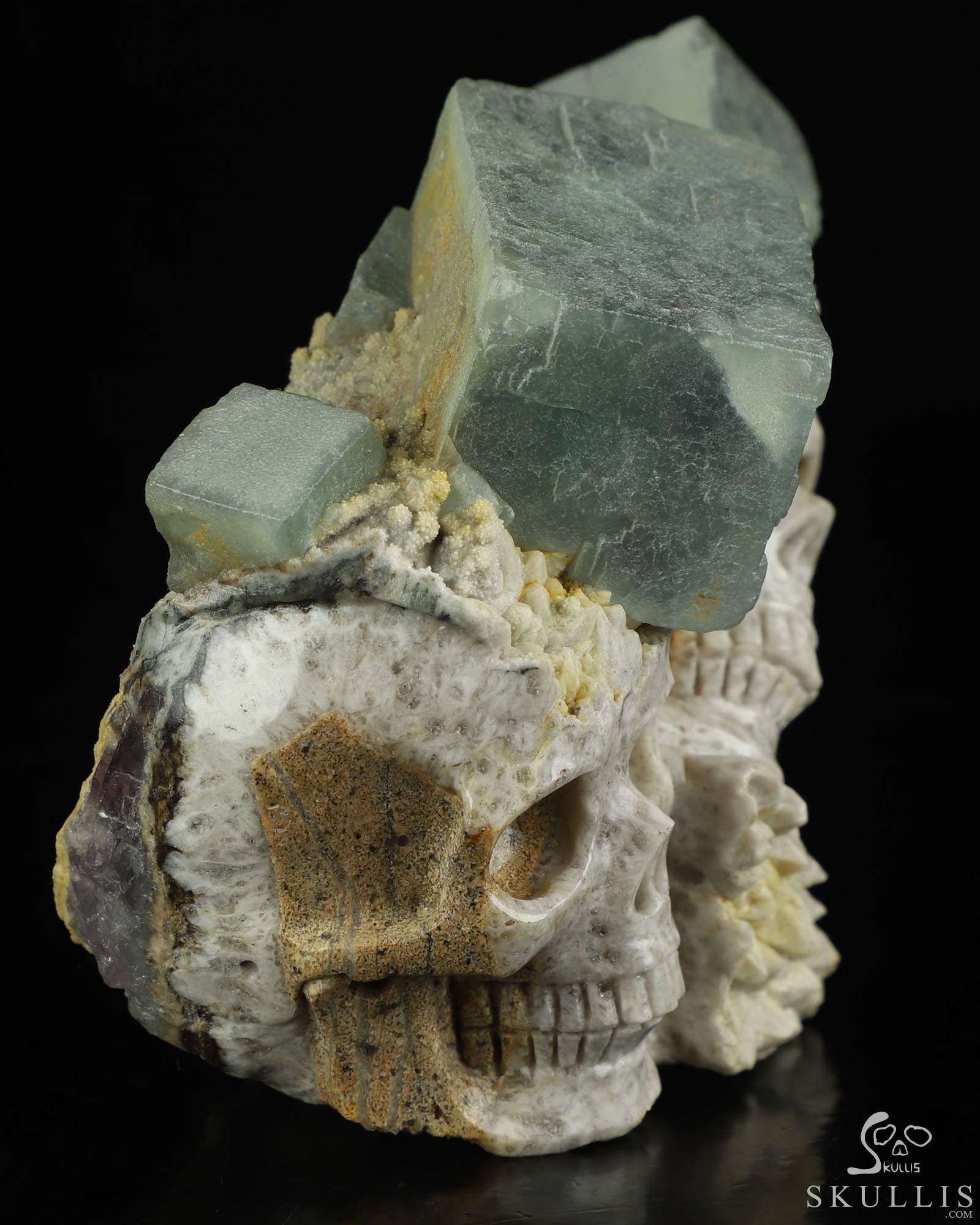 4.4" Fluorite Hand Carved Crystal Skull Fine Art Sculpture, Crystal Healing 4.4" Fluorite Hand Carved Crystal Skull Fine Art Sculpture, Crystal Healing
