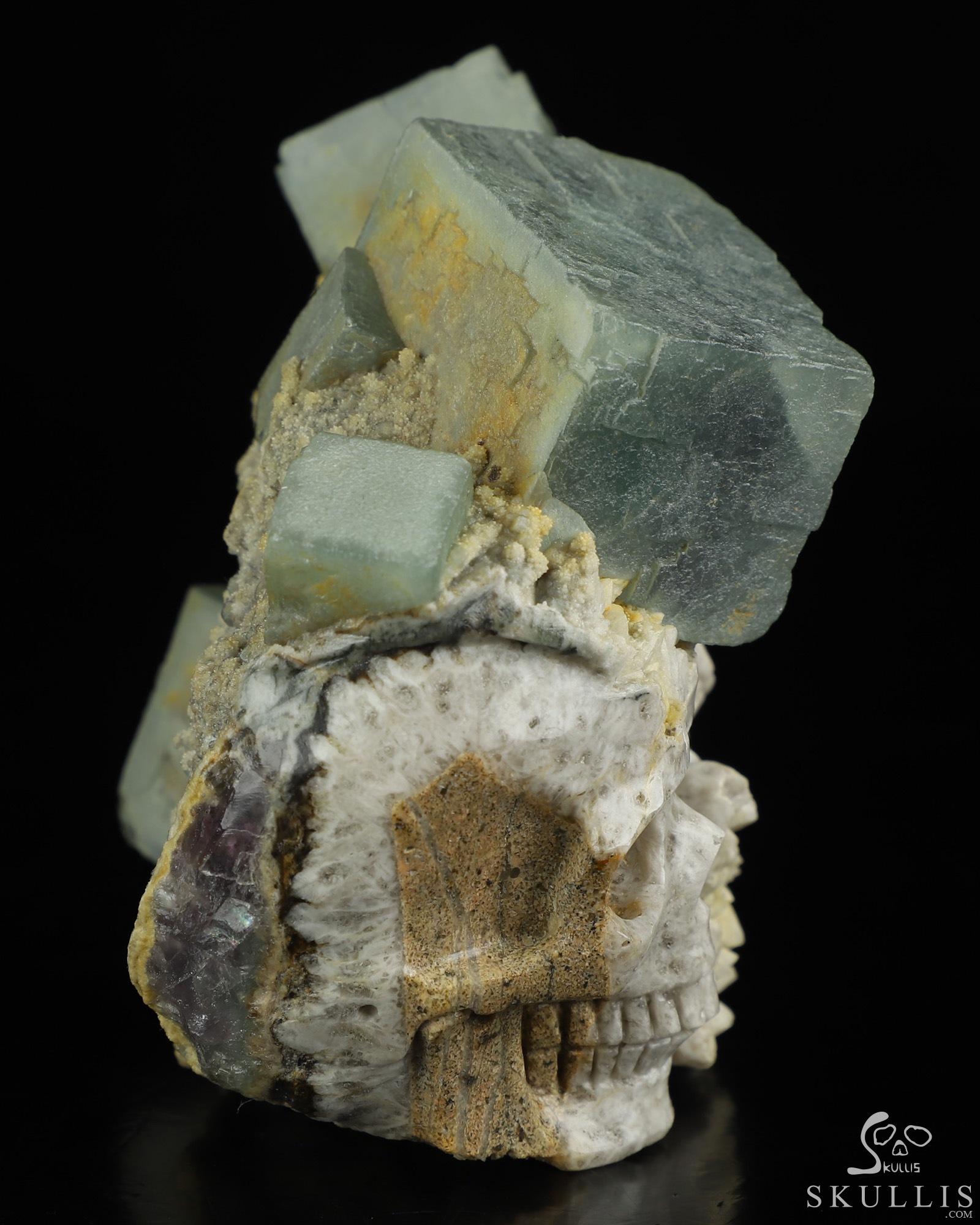 4.4" Fluorite Hand Carved Crystal Skull Fine Art Sculpture, Crystal Healing 4.4" Fluorite Hand Carved Crystal Skull Fine Art Sculpture, Crystal Healing