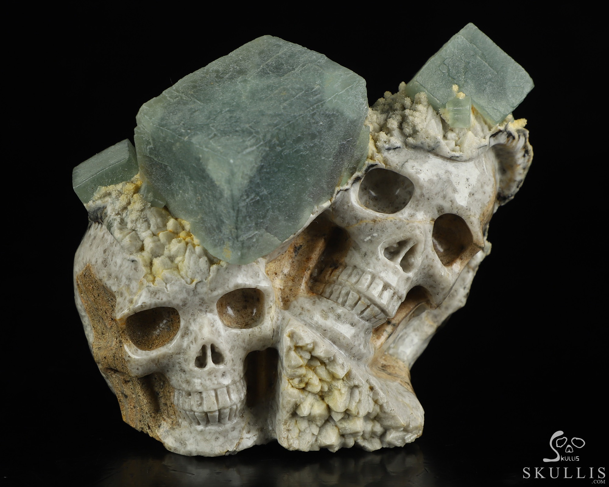 4.4" Fluorite Hand Carved Crystal Skull Fine Art Sculpture, Crystal Healing 4.4" Fluorite Hand Carved Crystal Skull Fine Art Sculpture, Crystal Healing