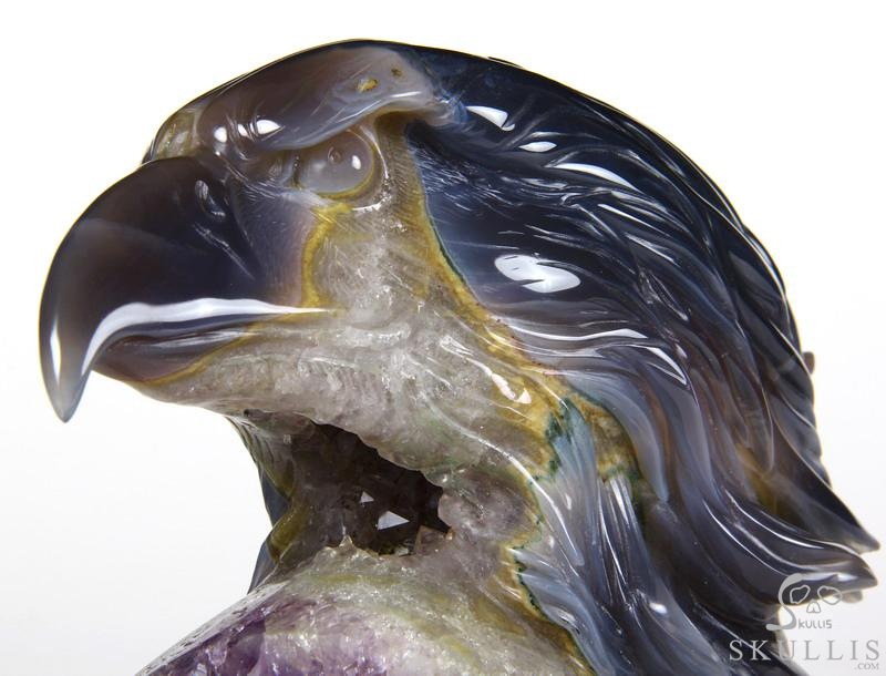 Amazing Huge 6.5" Amethyst Geode Agate Carved Crystal Eagle Head Sculpture Amazing Huge 6.5" Amethyst Geode Agate Carved Crystal Eagle Head Sculpture