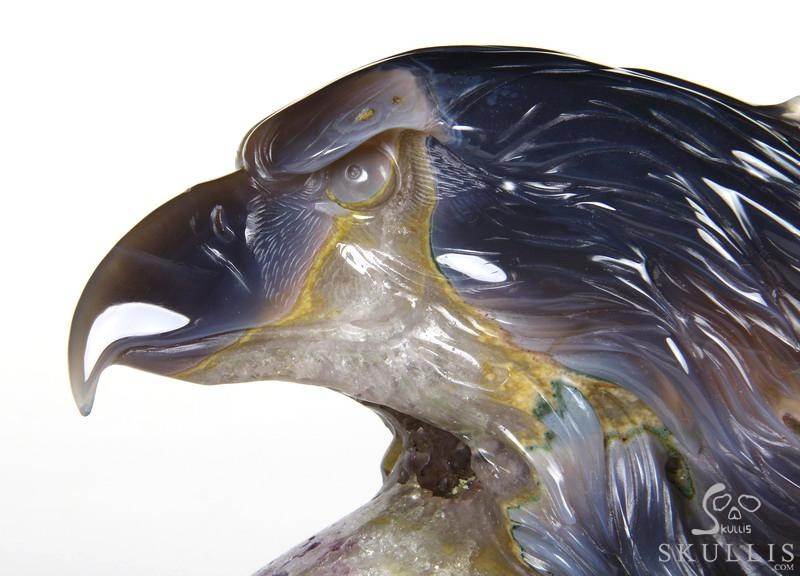 Amazing Huge 6.5" Amethyst Geode Agate Carved Crystal Eagle Head Sculpture Amazing Huge 6.5" Amethyst Geode Agate Carved Crystal Eagle Head Sculpture