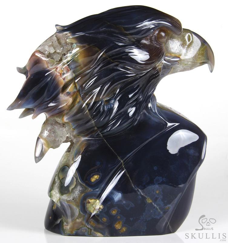 Amazing Huge 6.5" Amethyst Geode Agate Carved Crystal Eagle Head Sculpture Amazing Huge 6.5" Amethyst Geode Agate Carved Crystal Eagle Head Sculpture